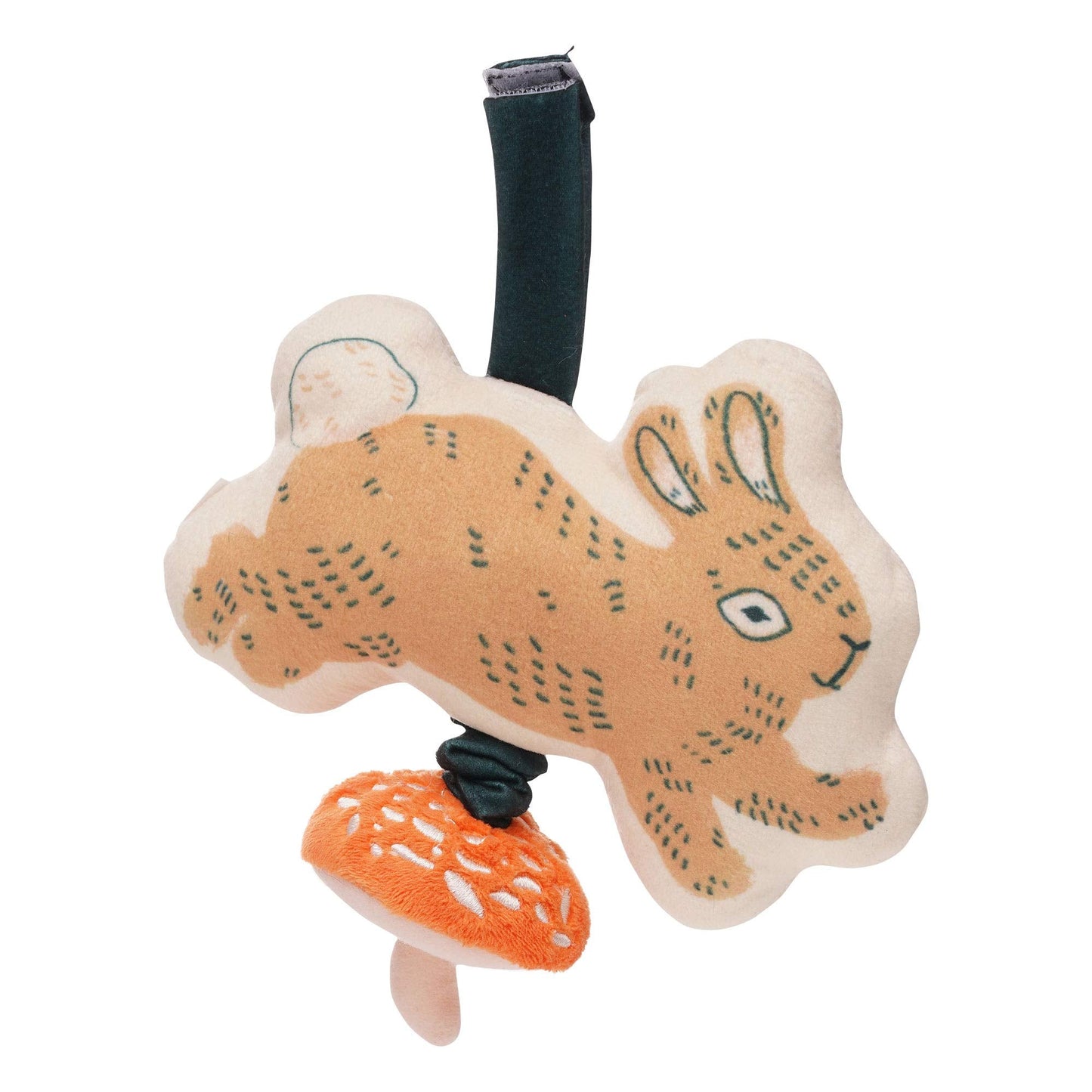 Manhattan Toy Button Bunny Brahm's Lullaby Pull Musical Toy with Baby Chime and Adjustable Fabric Loop for Carriers and Cribs