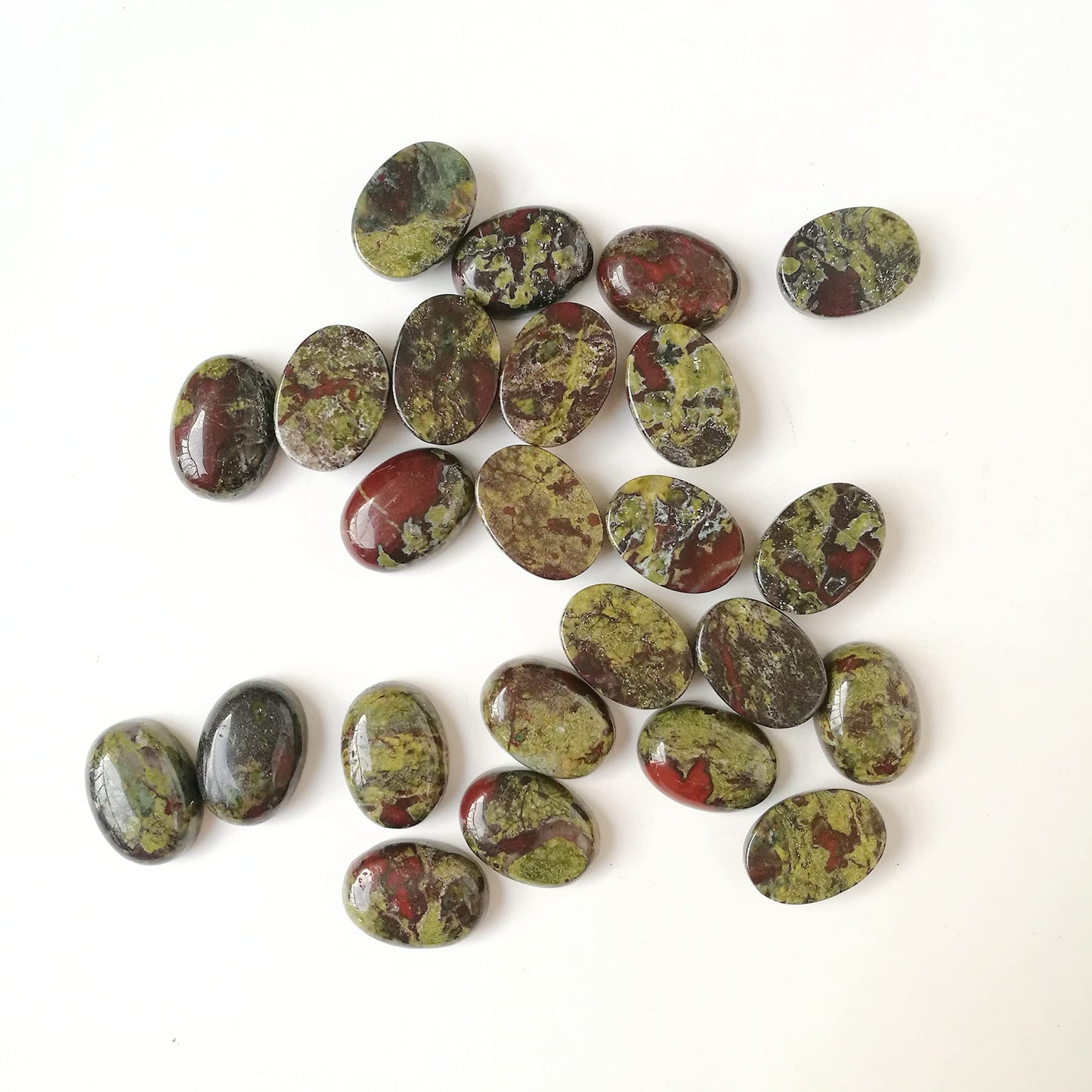Bacatgem 7 Pcs Dragon Blood Jasper Oval Cabochons Flatback Crystal Stone Gemstones Beads for Jewelry Making DIY,18x13mm