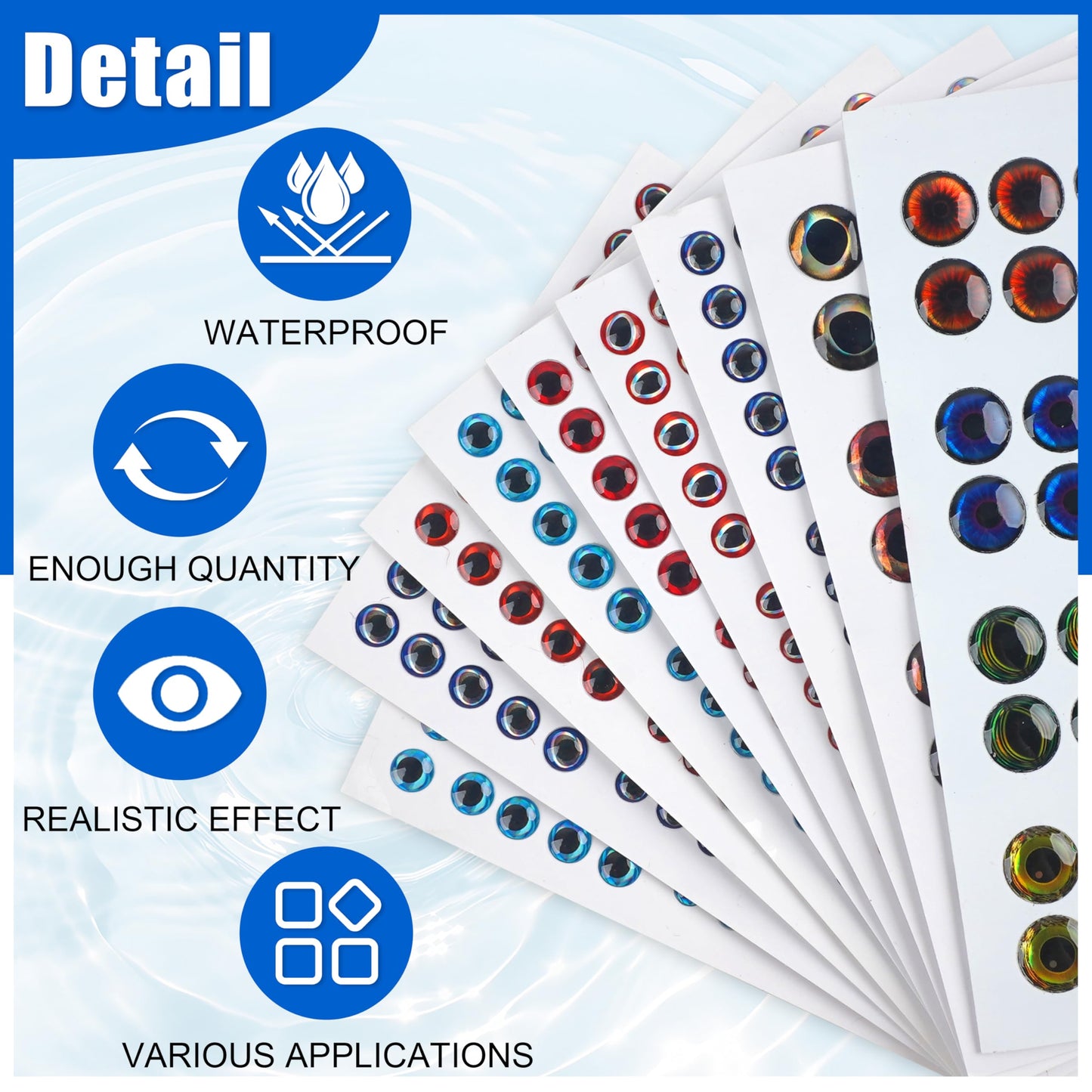 SILANON 1425pcs Fishing Lure Eyes, 3D/4D/5D Fishing Eyes Artificial Realistic Fish Eyes Fly Tying Eyes for Making Fishing Bait Lures Crafts DIY Materials Tool