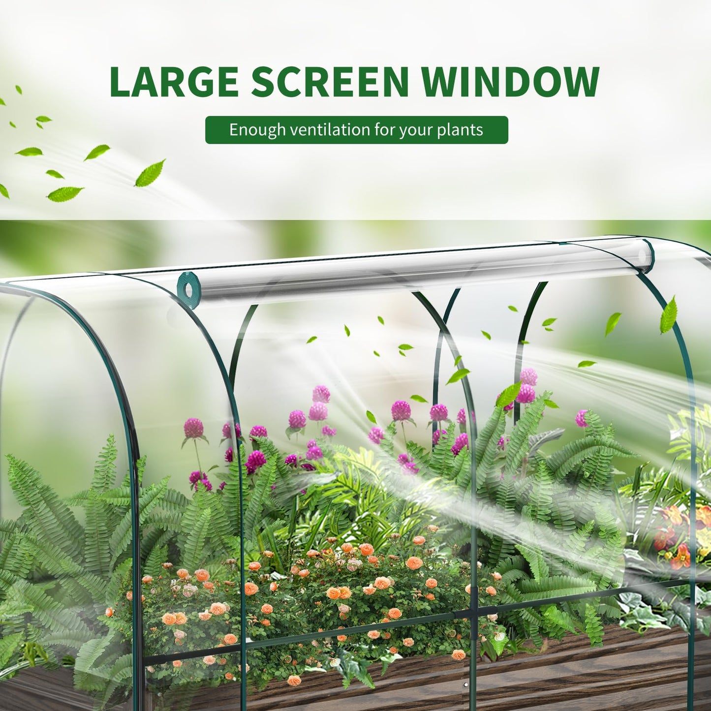 Galvanized Raised Garden Bed for Gardening Vegetables with Cover, 82.7"x43.3"x47.2" Outdoor Metal Planter Box Kit with Roll-Up Large Screen Windows Mini Greenhouse for Growing Vegetables Flower