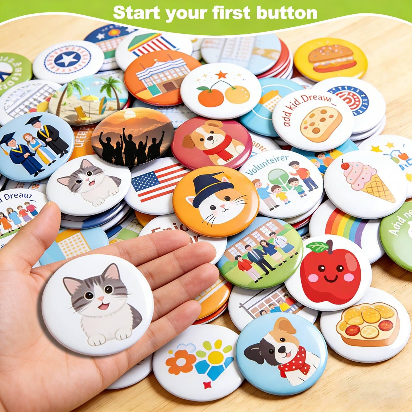 MK.Bear Button Maker Machine 58mm (2.25 in) Installation-Free, DIY Button Pin Maker Machine, Badge Punch Press with Free 100pcs Badge Supplies & Pictures & Circle Cutter