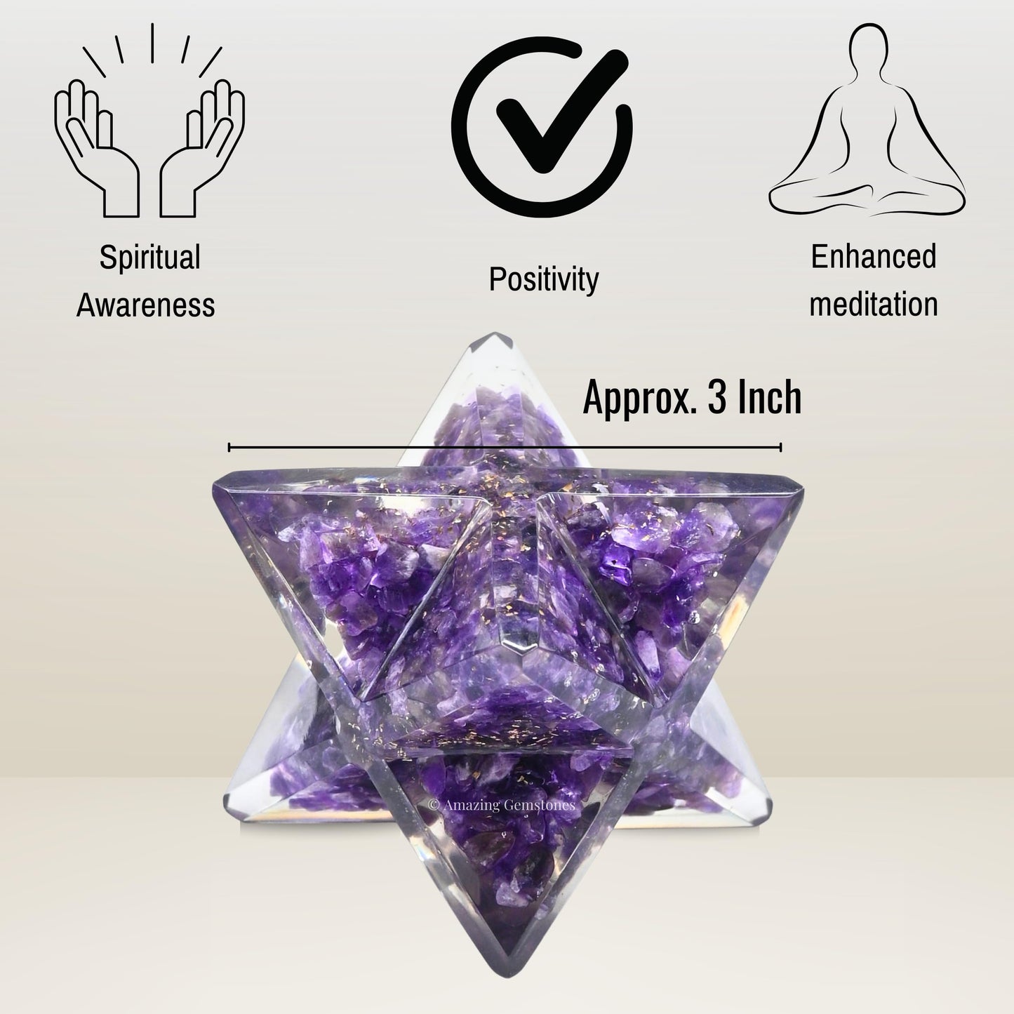 Amazing Gemstone 1 Pcs Amethyst Large Crystal Orgone Merkaba Star for Reiki Healing Meditation and Crystal Grid