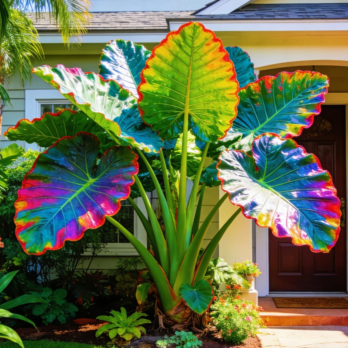 FEWSDVBX Elephant Ear Beautiful Assortment for Outdoor Garden Landscapes,Ideal for Home Gardens & Patios (4)