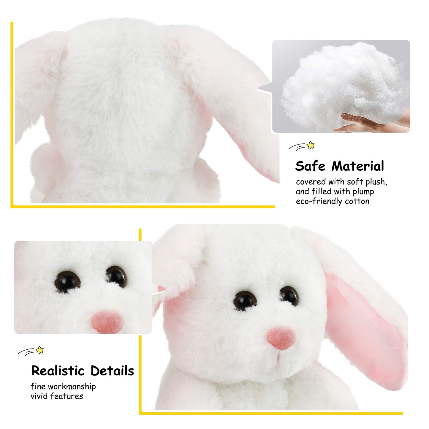 BSTAOFY Bunny Stuffed Animal, Light up White Bunny Soft Plush Toy LED Rabbit Lop Ear Night Light Stuffed Animals Easter Birthday Easter Christmas Festival Gift for Kids Toddlers, 8''