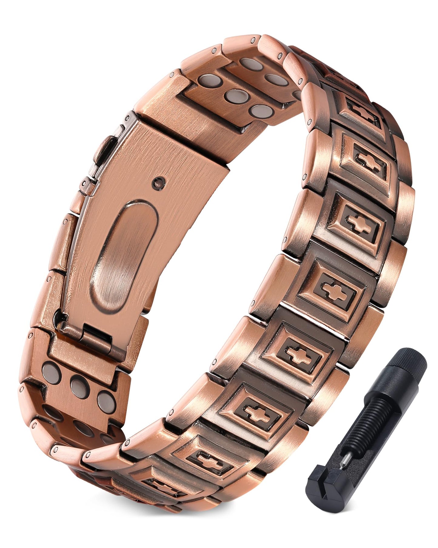 Jecanori Copper Bracelet for Men with 3800 Gauss Magnets,Magnetic Cross Bracelets for Men,Adjustable Length with Sizing Tool