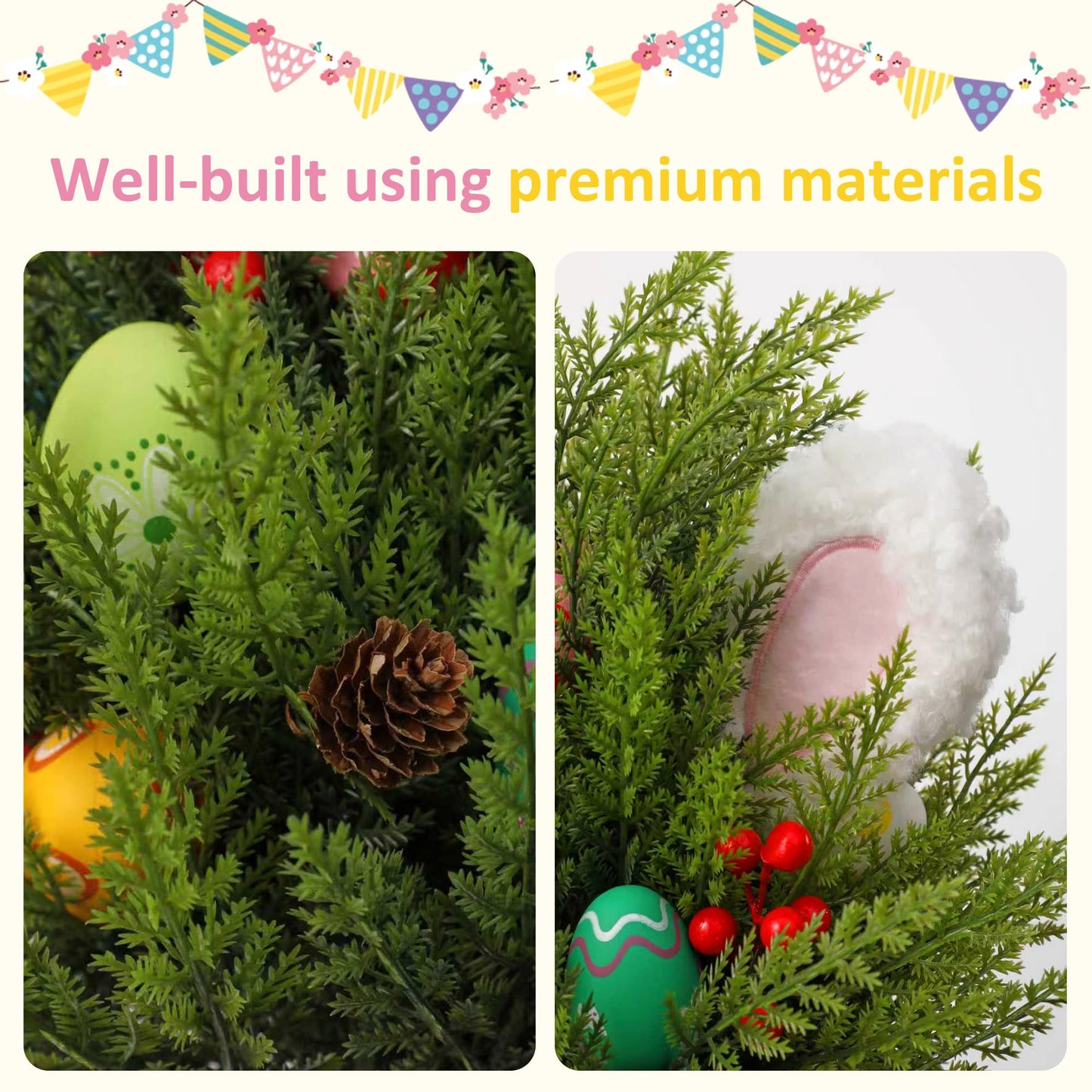 Allesgute Easter Decorations,1Pcs Artificial Easter Egg Flower Table Ornaments, Eggs Berry Picks with Bunny Ears, Easter Decorations for homeDecor, DIY, Weddings, Spring Celebrations