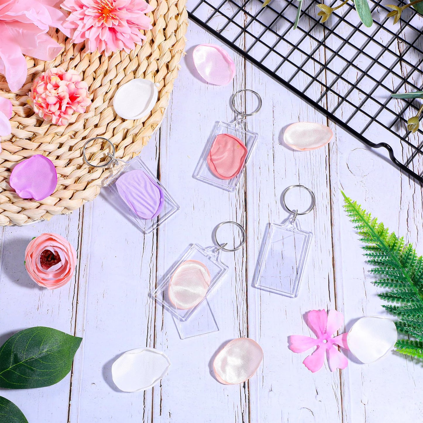 wutfuooo 150 Pack Clear Acrylic Photo Picture Keychain Blank Photo Insert Keyring DIY Personalize Favor