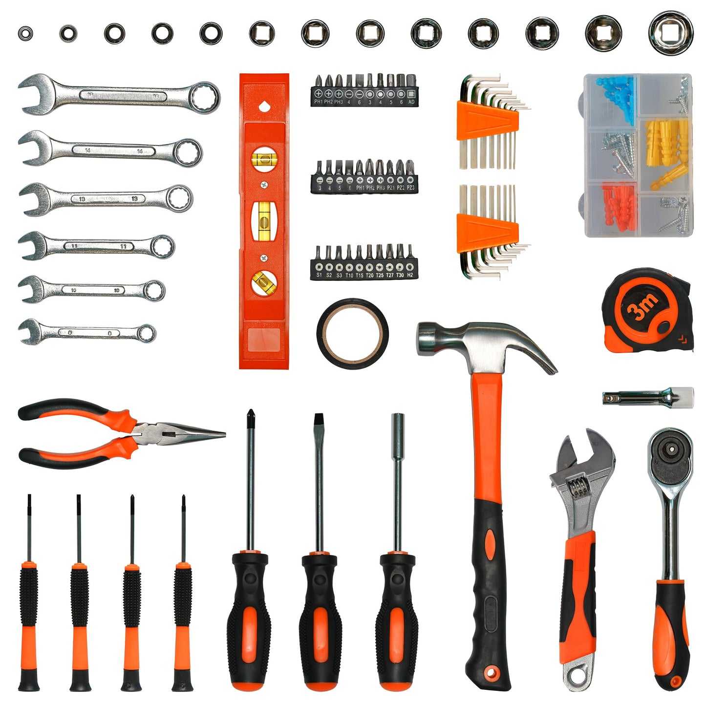 Home Repair Tool Kit 141 Piece General Basic Tool Set for Men Women Mechanic's Tool Set for Home Car Dorm Screwdriver & Socket Set with Storage Tool Box