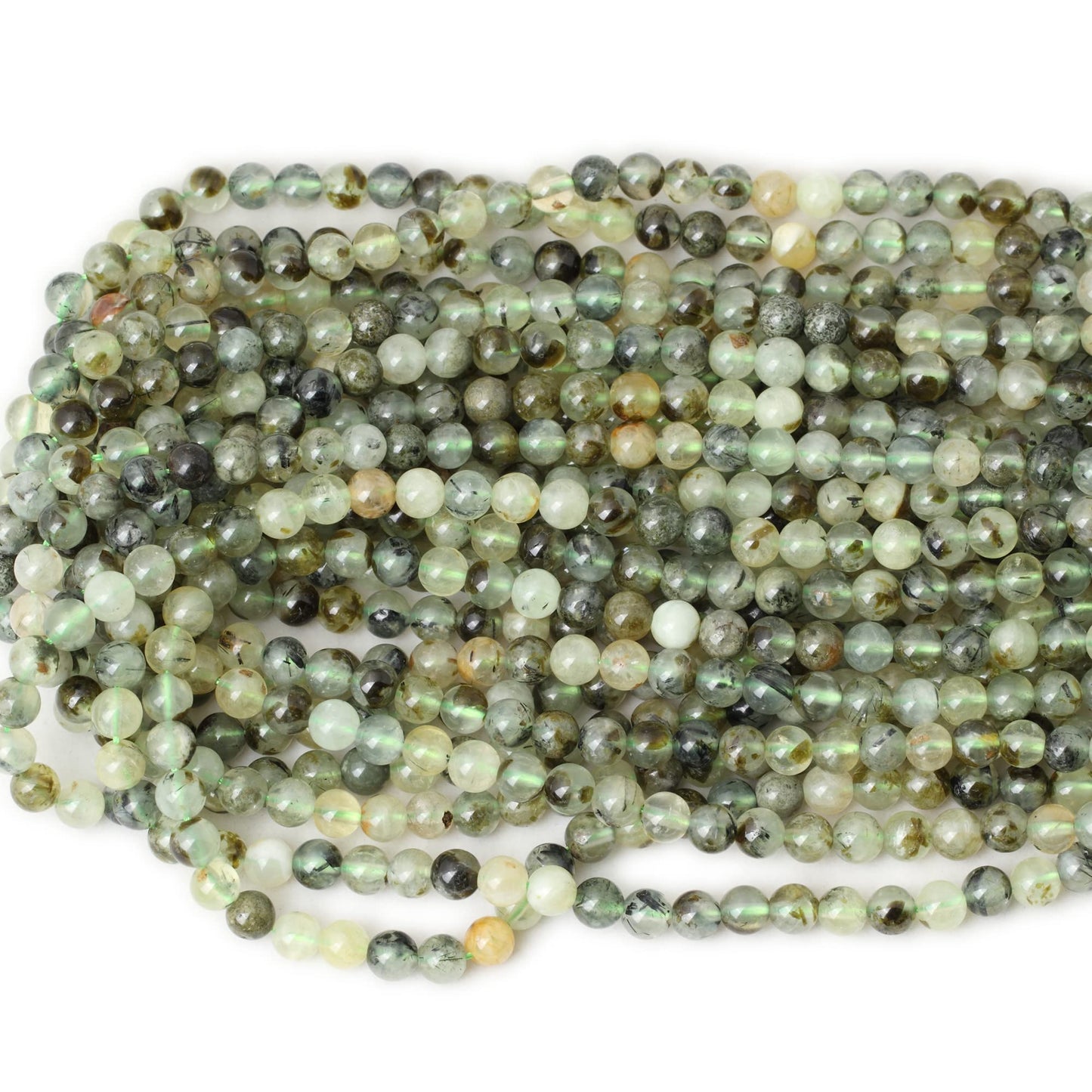 CHEAVIAN 60PCS 6mm Natural Prehnite Gemstone Smooth Surface Round Loose Beads for Jewelry Making 1 String 15 Inches