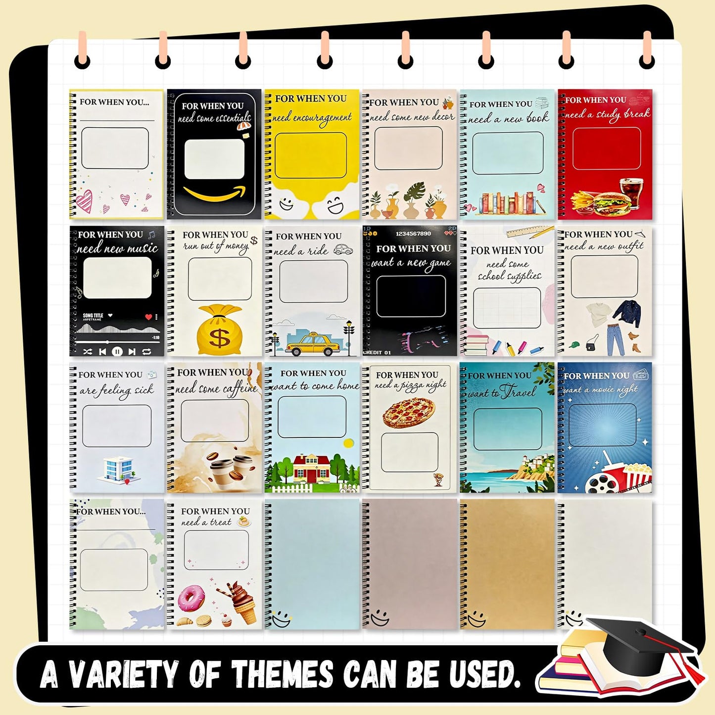 zhjely College Survival Gift Card Book, Graduation Gift Card Book 2026, 7 x 5 Inch College Survival Booklet Organizer Leaving Home High University School Care Package