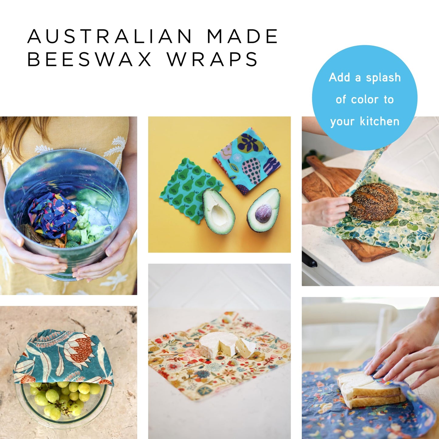 Honeybee Beeswax Wraps - Cheese Lovers Assorted Pack - Certified Organic Cotton Reusable Beeswax Wraps for Food - Plastic Wrap & Sandwich Bags Alternative - 4 Pack - Small, Medium & Large