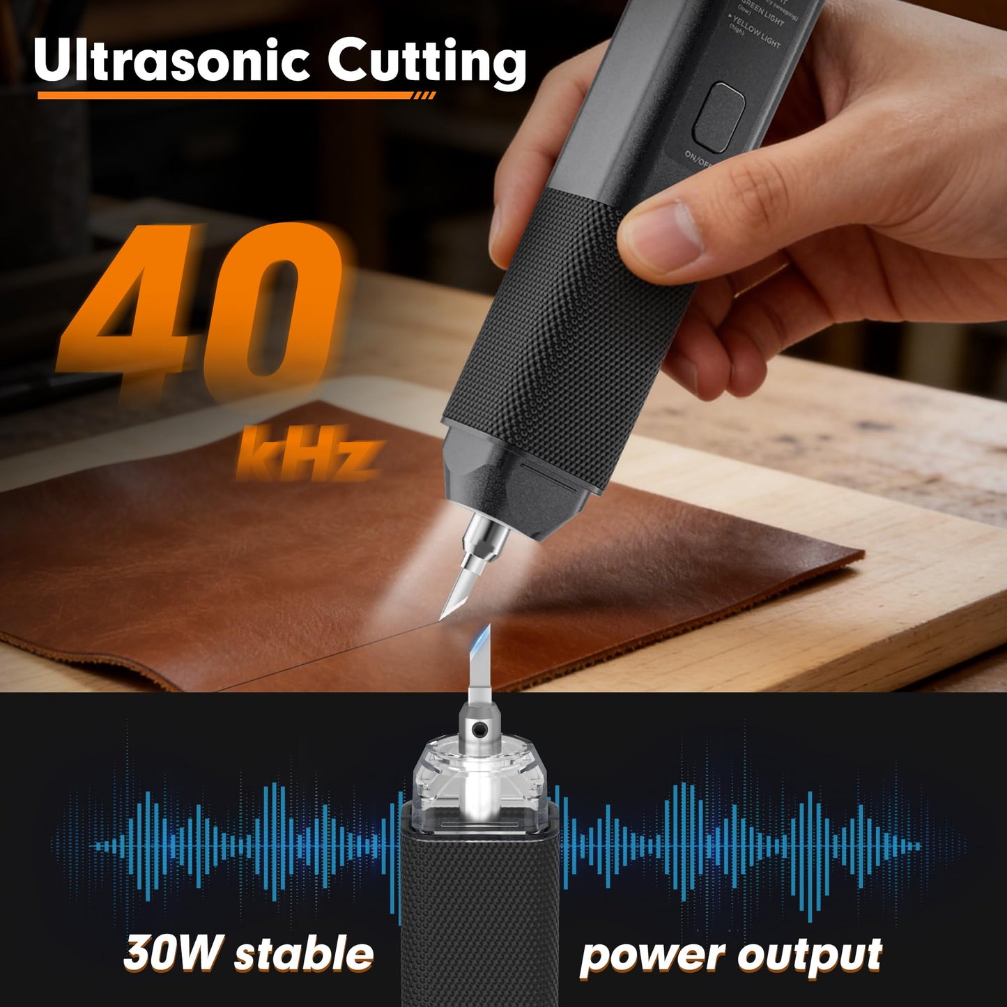 Ultrasonic Cutter, 40kHz High Precision Ultrasonic Cutting Knife, 30W Corded Ultrasonic Knife for Better Cooling, Effortless Support Removal Tool for Resin, Plastic, PCB, Leather, Hobby DIY Craft