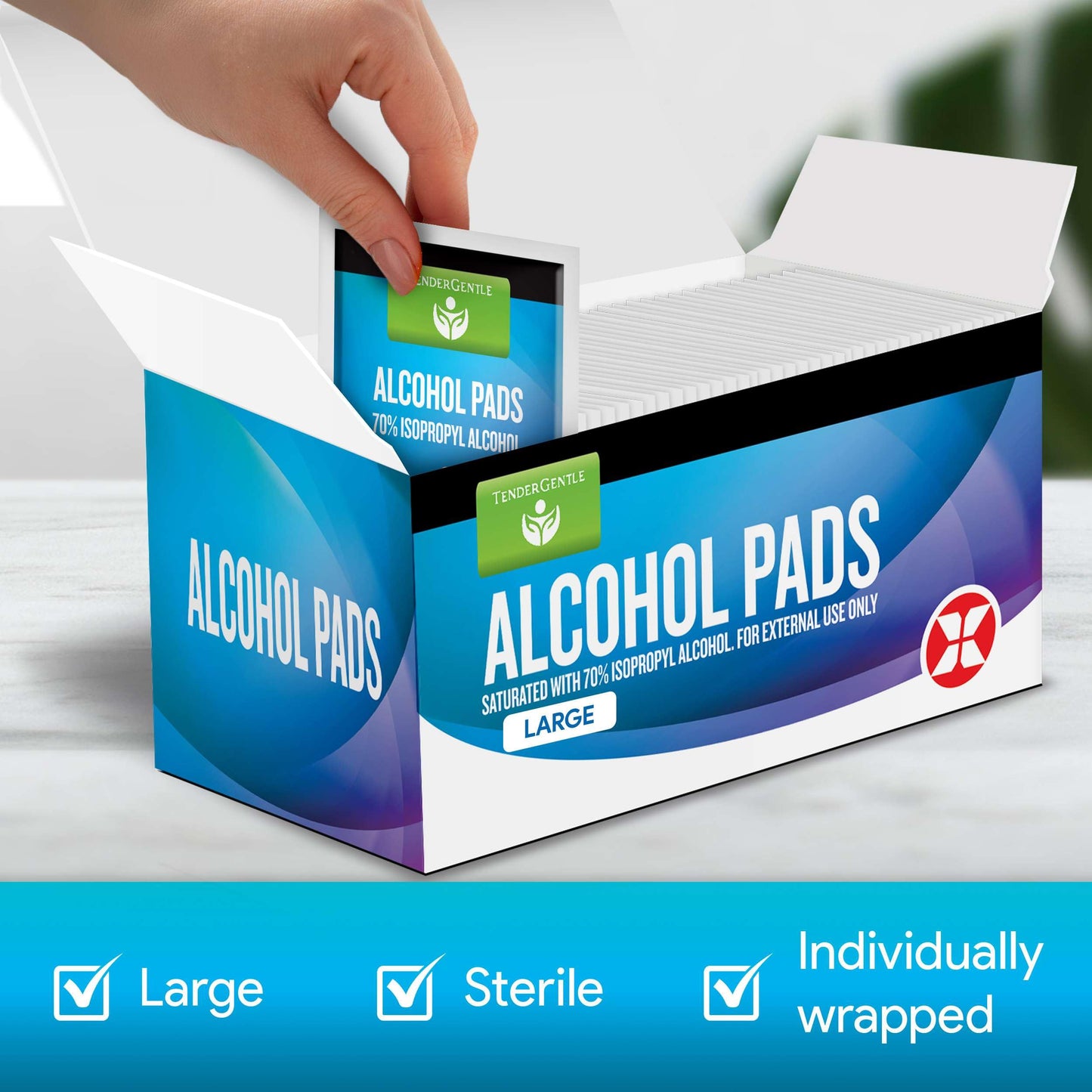 Large Alcohol Wipes Individually Wrapped - 200 Sterile Alcohol Prep Pads Saturated with 70% Isopropyl - For Home, First Aid Kits, and Medical Use