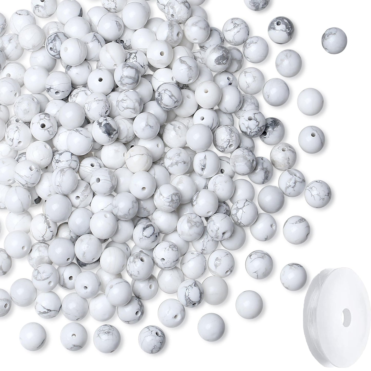 NUKAYAI Natural White Howlite Beads 100Pcs 8mm Crystal Beads Loose DIY Round Stone Bead for Bracelet Necklace Earrings Making