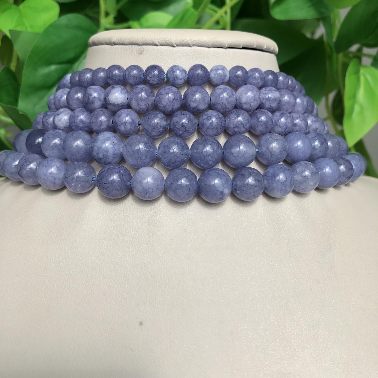 Yochus 45pcs Blue Angelite Stone Beads，8mm Healing Power Natural Stone Round Loose Beads for Jewelry Making Earring Necklace DIY Crafts
