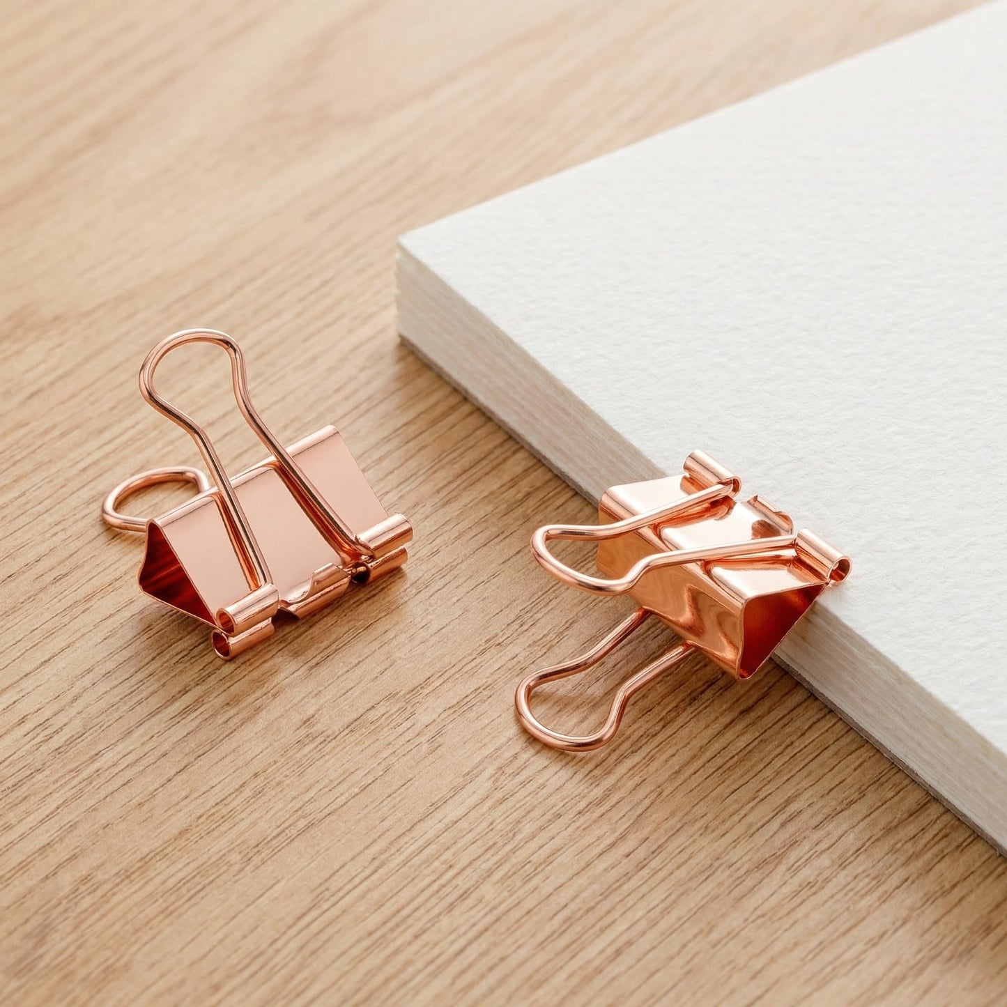 ZYFOFFICE Gold Binder Clips, Assorted Sizes, Solid Metal with Stainless Steel Handle, 100 Pack for Office School Supplies (Rose Gold)