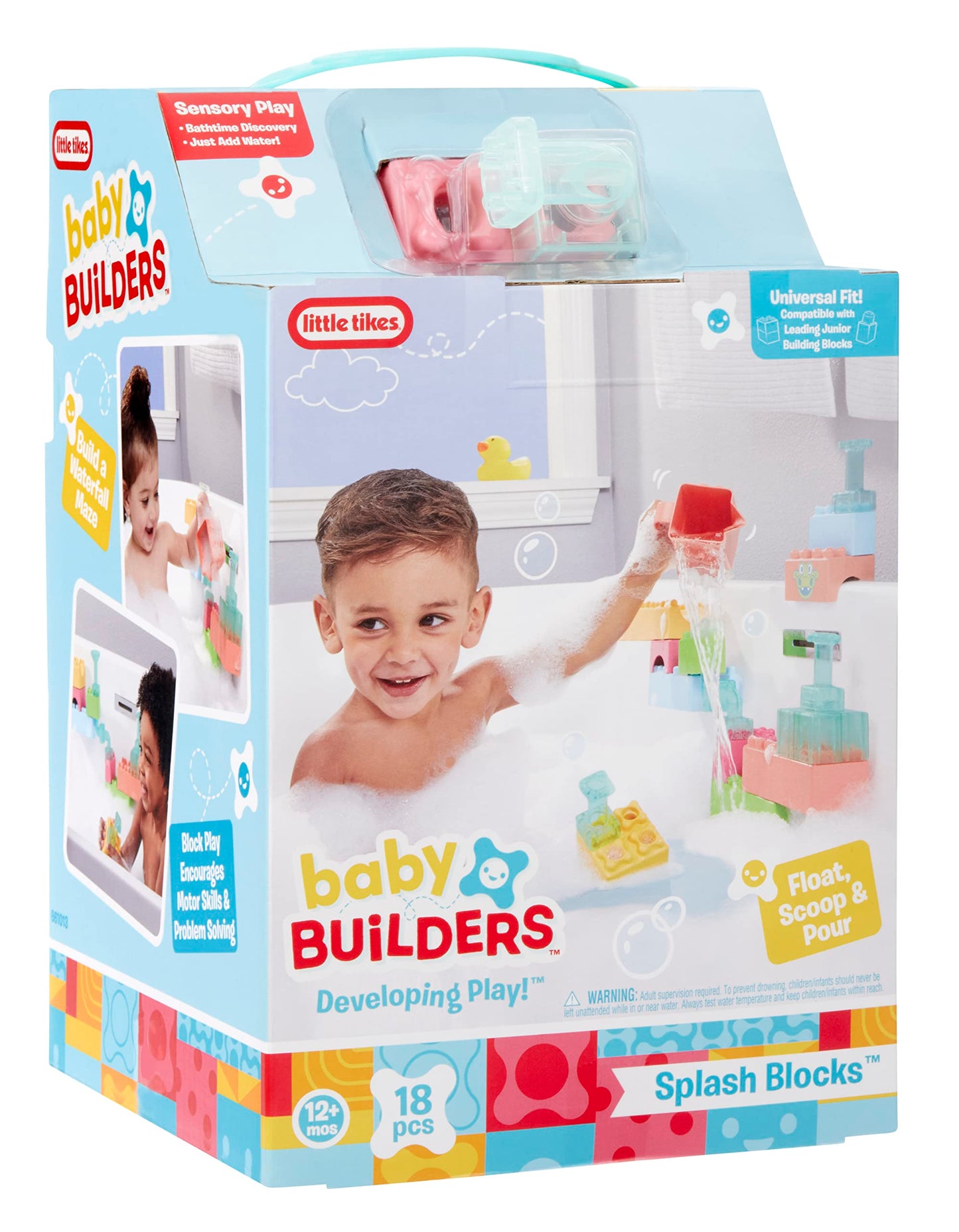 Baby Builders - Splash Blocks First Blocks for Babies and Toddlers, Easy to Connect, Bath Toy, Water Play