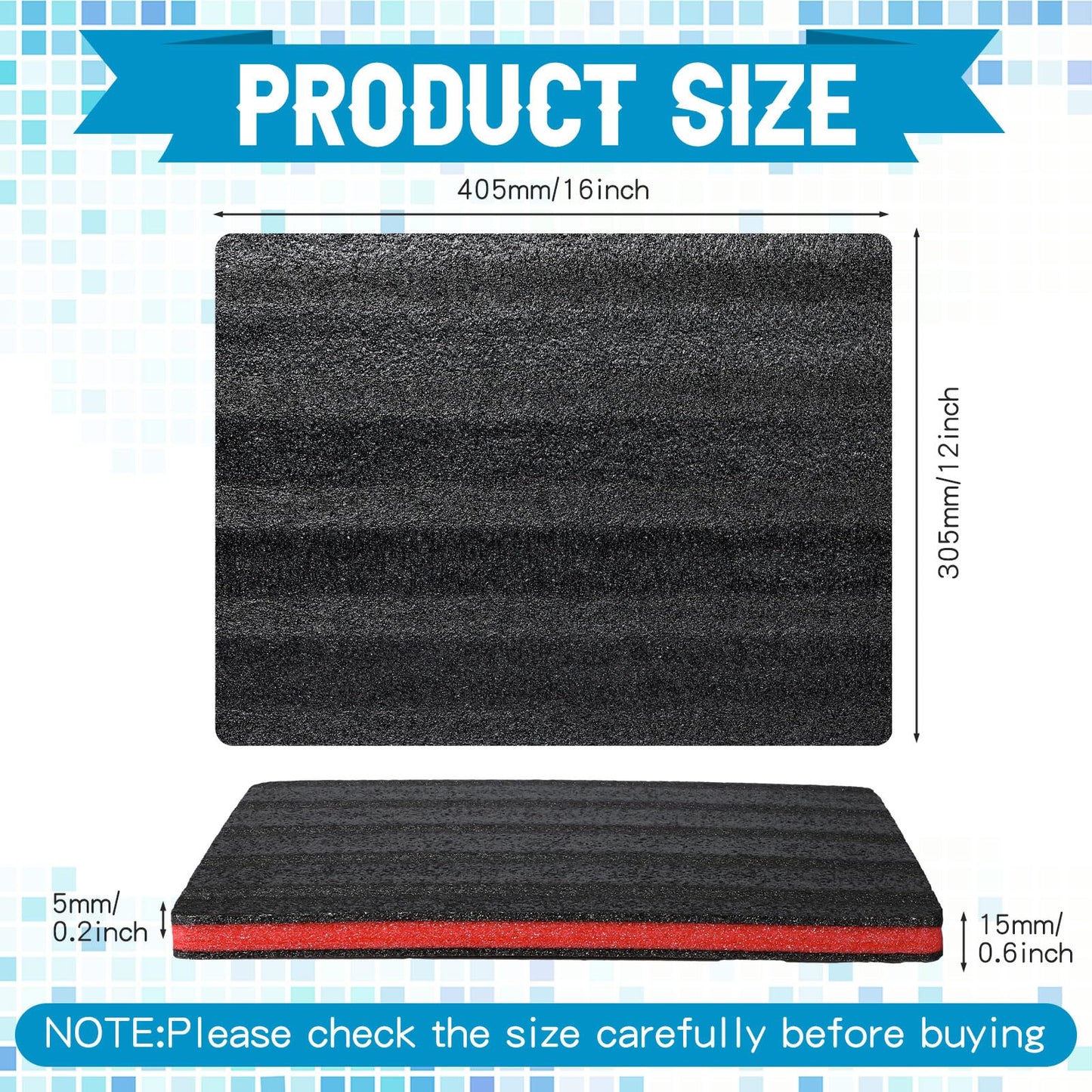 Outus 4 Pcs Cuttable Polyurethane Foam Pads Craft Foam Insert for Cases Packing Padding Camera Toolbox Storage(16 x 12 x 1 Inch,Red, Black)