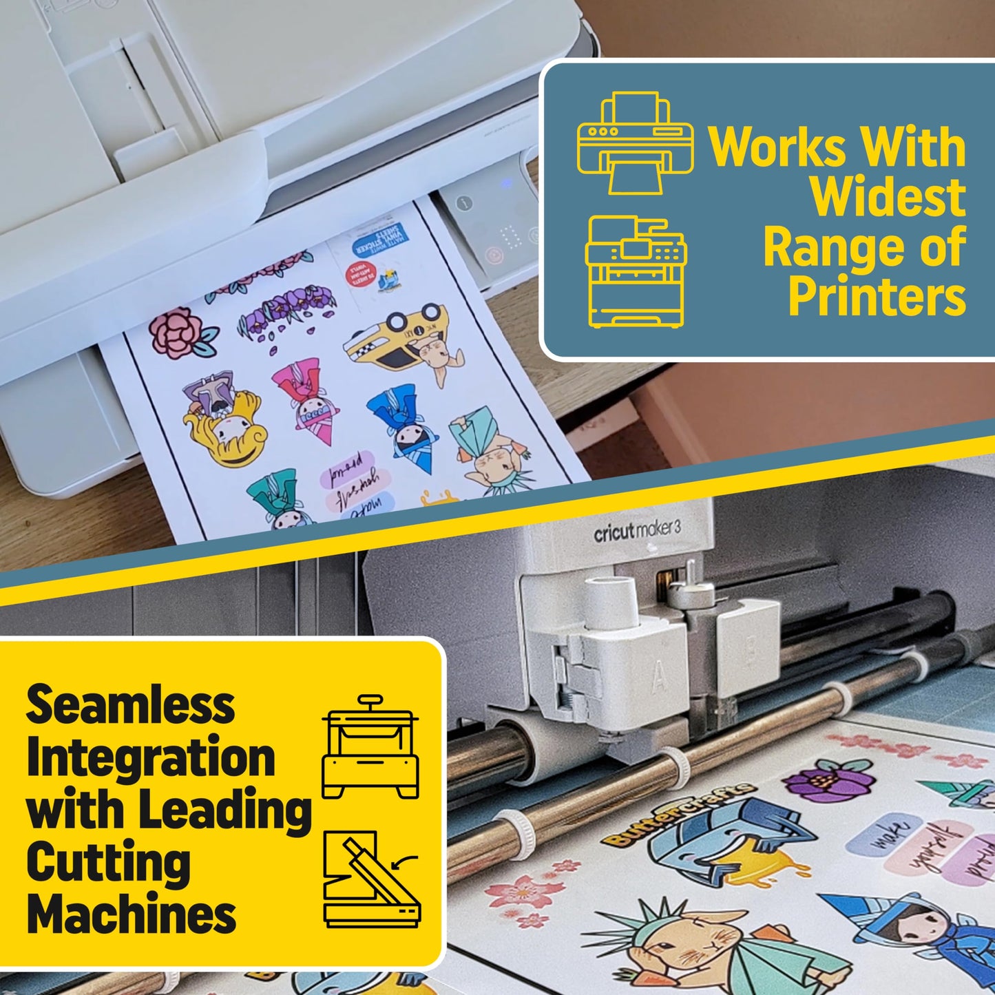 Matte Printable Vinyl Sticker Paper Waterproof 25 Sheets 8.5"x11", Inkjet Printer (HP, Canon, Brother Printers Compatible) - Weatherproof White Sticker Sheets - Strong Adhesive
