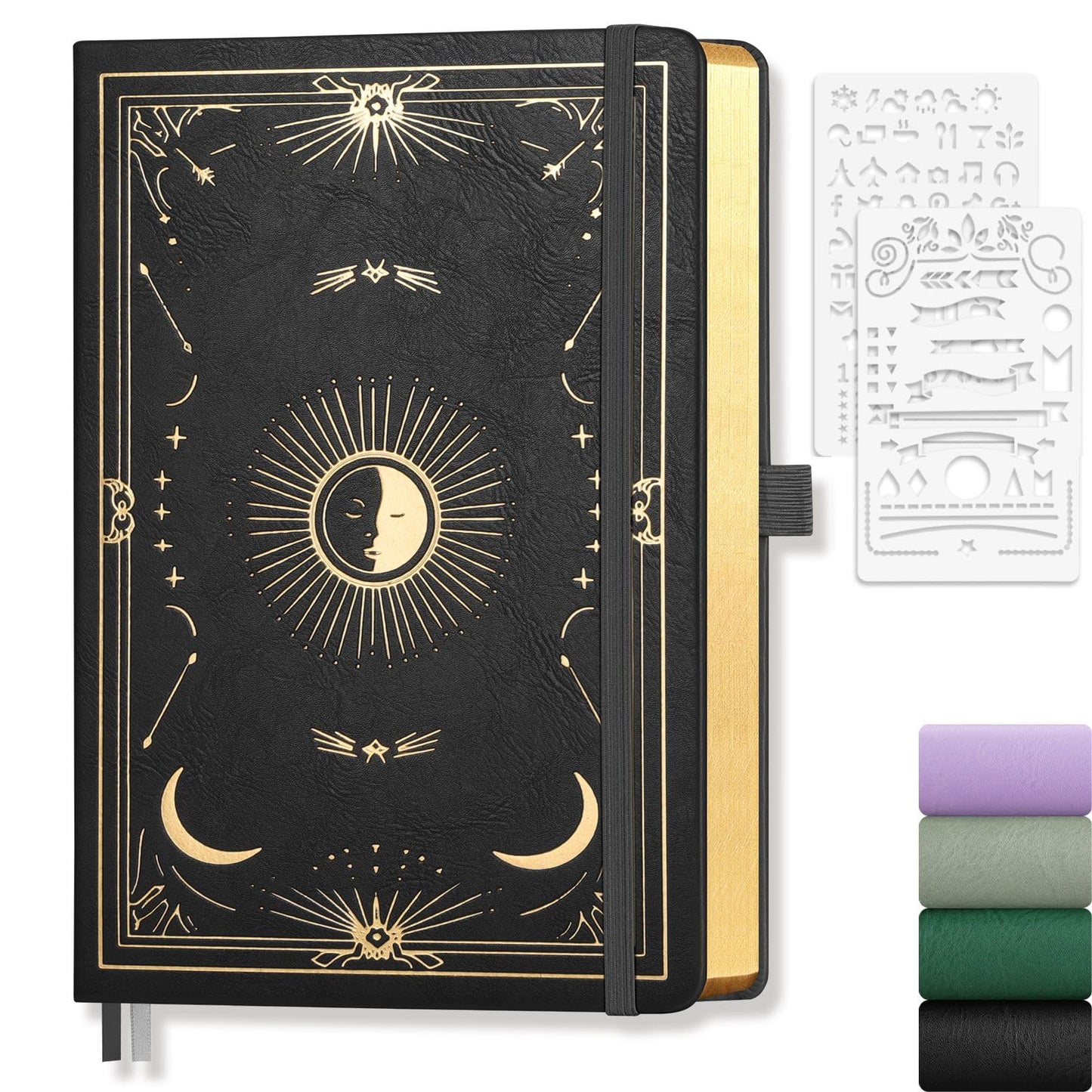 LOAPEM Dotted Journal for Women Men, 192 Pages A5 Notebook Journal, Hardcover Notebook with 100Gsm Thick Pages, Leather Note Book for Writing, Travel, Business, Office, Prayer 5.7 x 8.3,Black