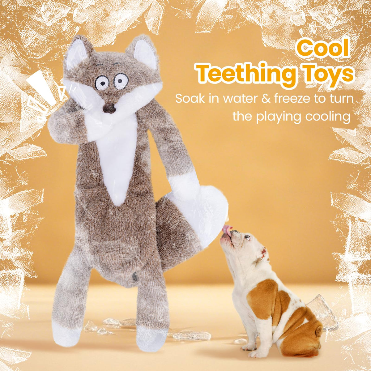HGB No Stuffing Dog Toys for Chewers, Squeaky Crinkle Plush Dog Toys to Keep Them Busy & Puppy Teething for Small, Medium, Large Breed, Interactive Tug Throw Play, Cute Bunny & Redfox