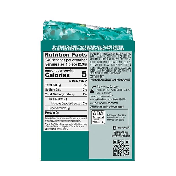 ICE BREAKERS Ice Cubes Wintergreen Flavored Sugar Free Chewing Gum Bottles, 3.24 oz (6 Count, 40 Pieces)