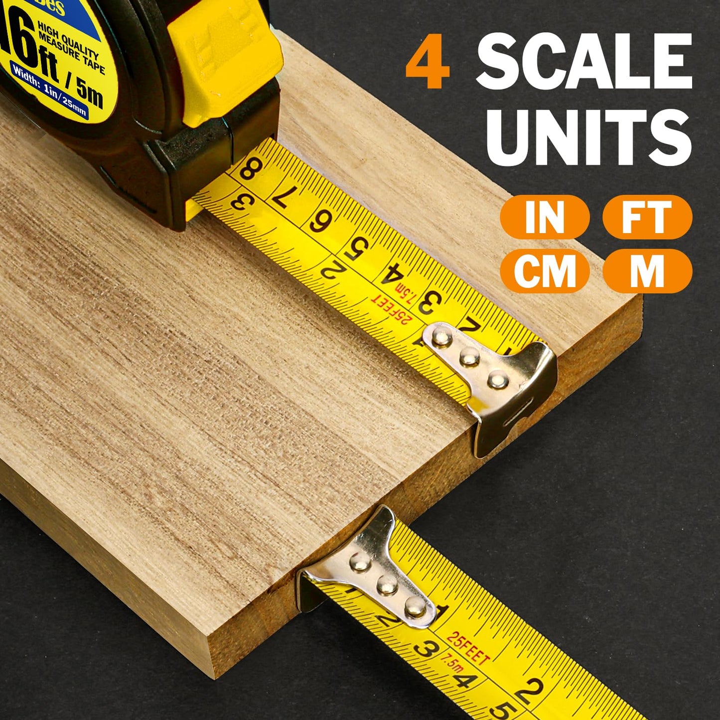 Tape Measure 16 ft, 8 Pack Bulk Easy Read Measurement Tape, Self-Locking Measuring Tape Retractable 16 FT by 1 in