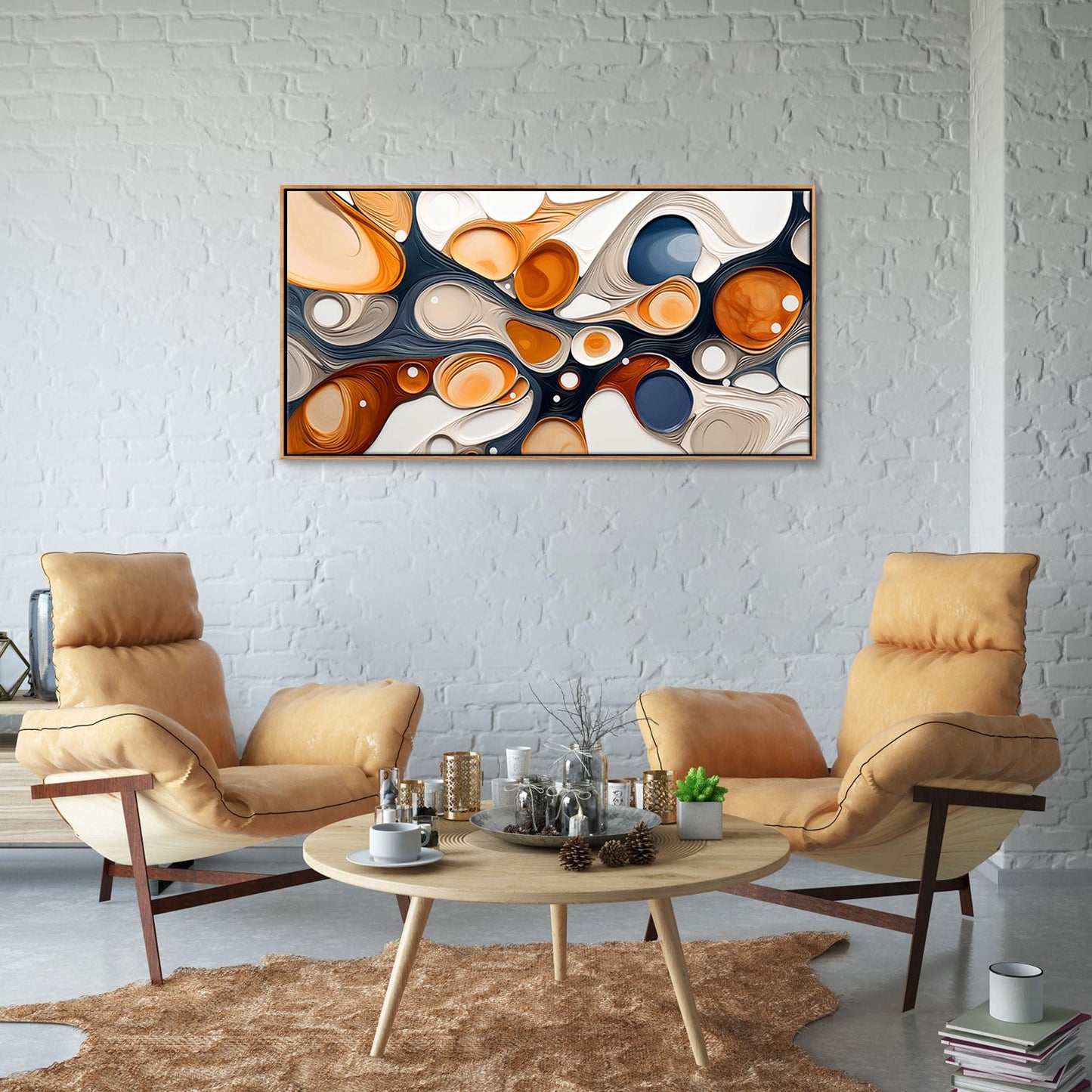 XLSJERST Wall Art for Living Room - Elegant Curves Abstract Wall Art Modern Lightness for Office Wall Decor Adorned with an Exquisite Frame for a Touch of Sophistication