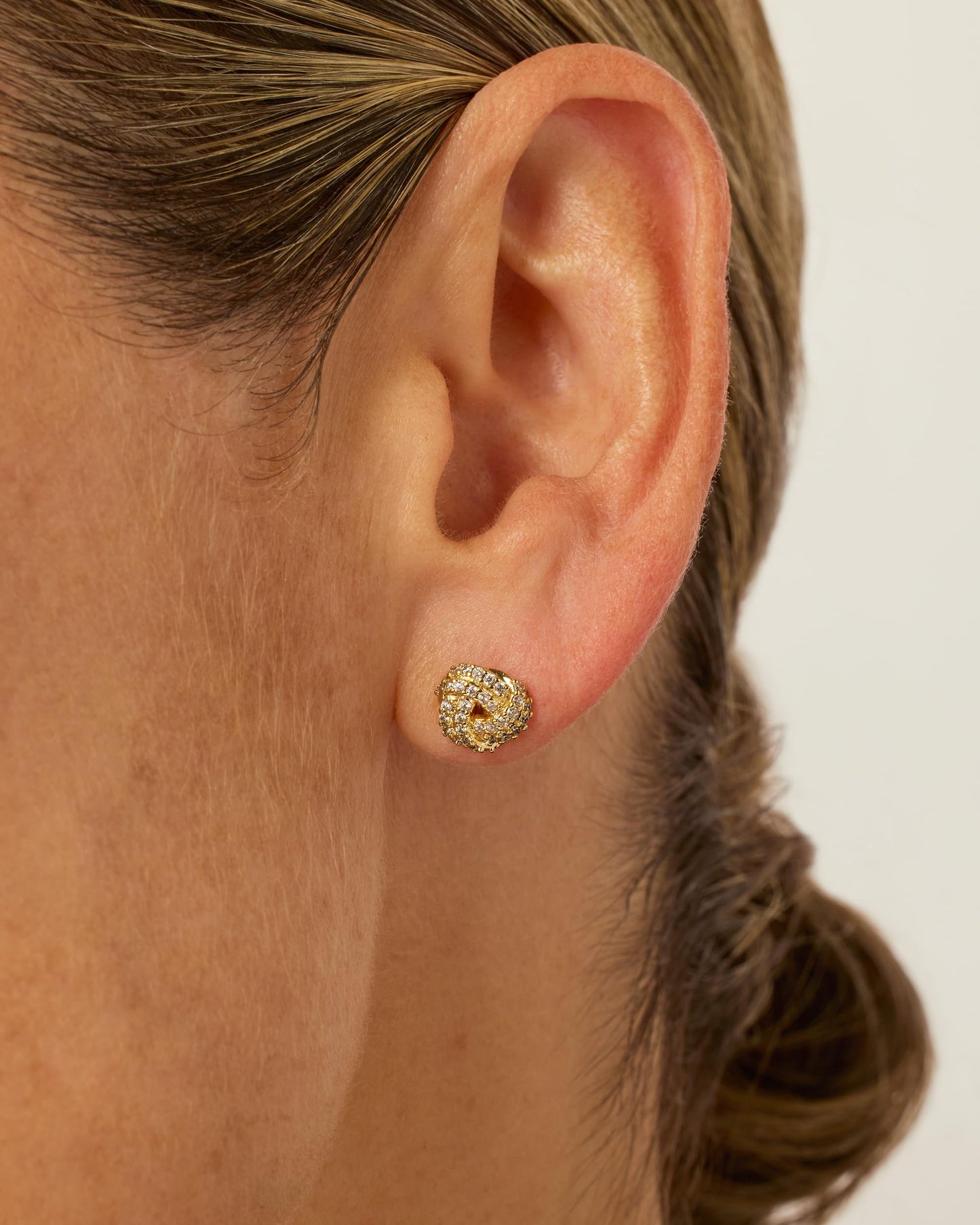 PAVOI 14K Rose Gold Plated 925 Sterling Silver Post Cubic Zirconia Love Knot Stud Earrings for Women - Classic Gold Stud Earrings