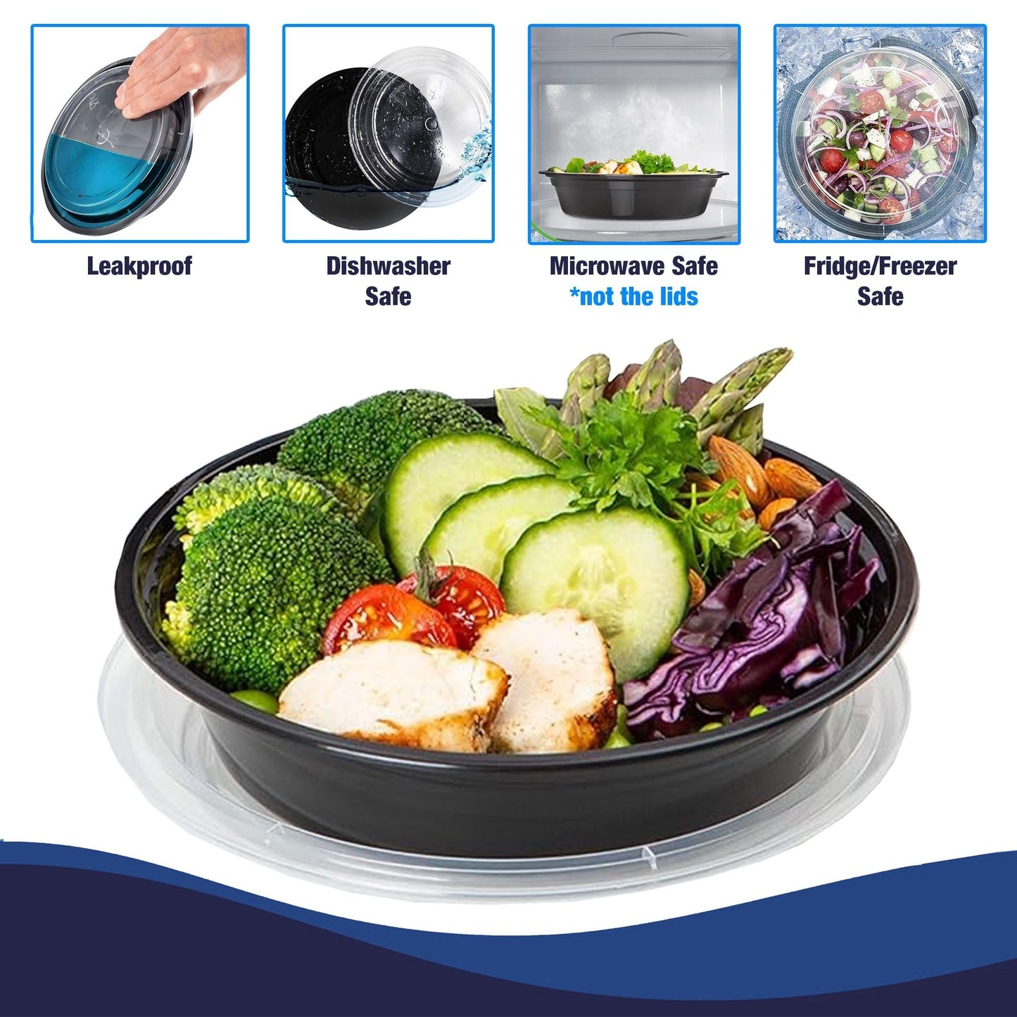 Ruthy's Outlet Meal Prep Containers with Lids, Food container bowl - BPA-Free, Stackable, Freezer & Dishwasher Safe, Reusable Food Storage for Lunch, Portion Control & Meal Prep (15 Pack, 32 oz)