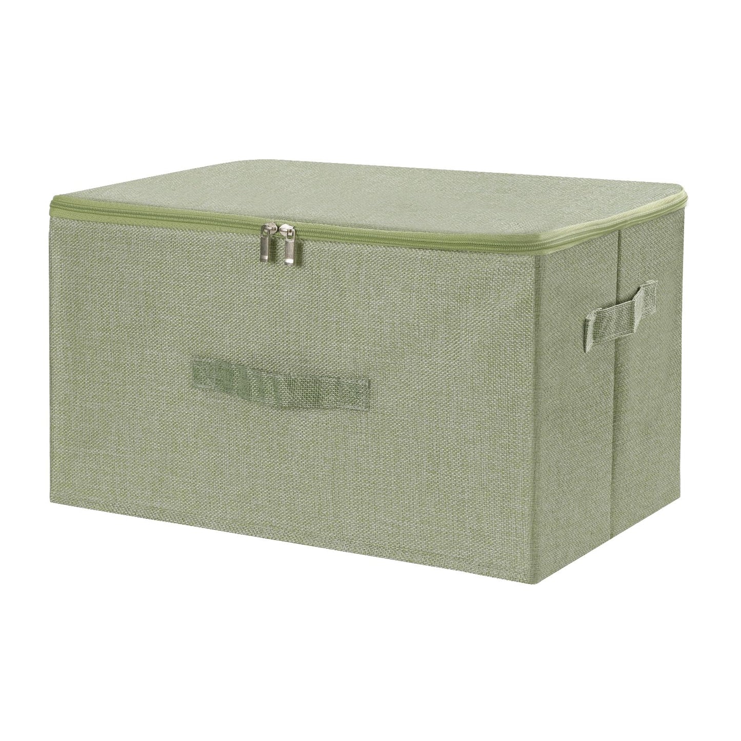 ANMINY Storage Bins with Zipper Lids 36 Qt Lidded Fabric Storage Boxes Baskets Cubes with Handles Collapsible Washable Cotton Linen Closet Shelf Clothes Organizer Containers - Green, Large