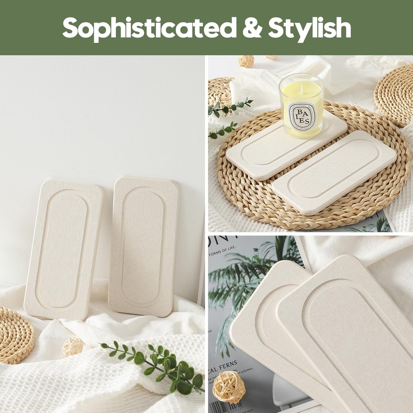 2Pack Diatomite Stone Sink Tray, Water Absorbing Faucet Mat for Kitchen & Bathroom Counter, Quick Dry Decorative Soap Dish Makeup Vanity Caddy,Dispenser Sponge Holder Organizer, Beige-8"x 3.8"