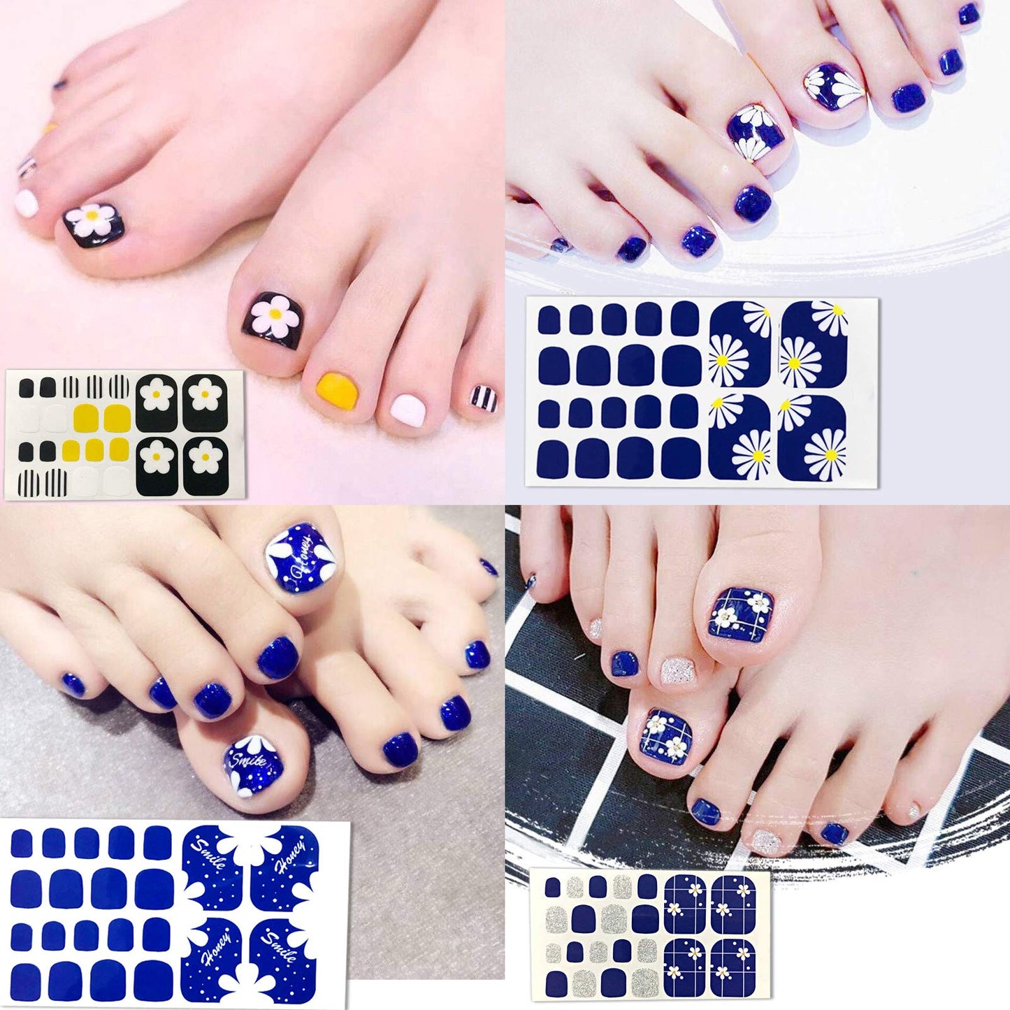 SILPECWEE 20 Sheets Toe Nail Polish Stickers Full Nail Wraps, Glitter Toenail Polish Strips for Women Self-Adhesive Toes Stickers Polish Gel Nail Strips with File