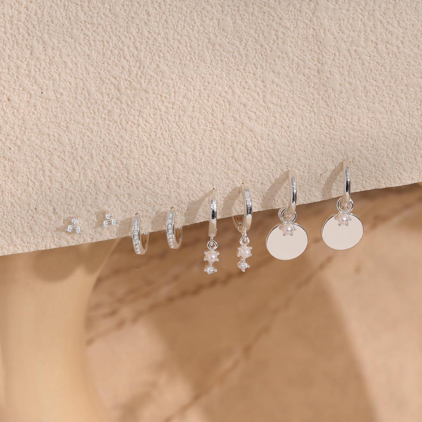 SELFROSE Silver Earrings Stack for Women, Small Silver Hoop Earrings Set Unique Statement Earring Stack Cute Huggie Hoop Earring Stack Fashion Womens Silver Jewelry