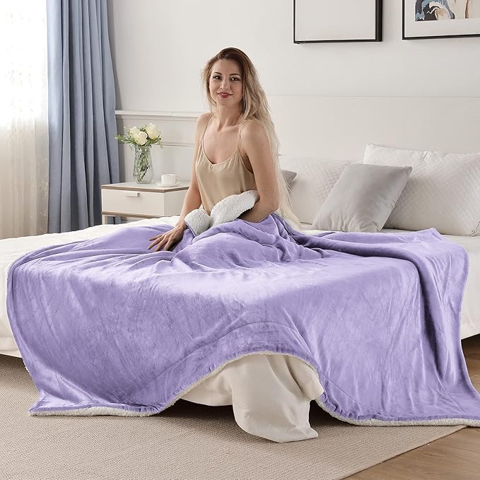SOCHOW Sherpa Fleece Throw Blanket, Double-Sided Super Soft Luxurious Plush Blanket Throw Size, Lilac, 50x60 inches