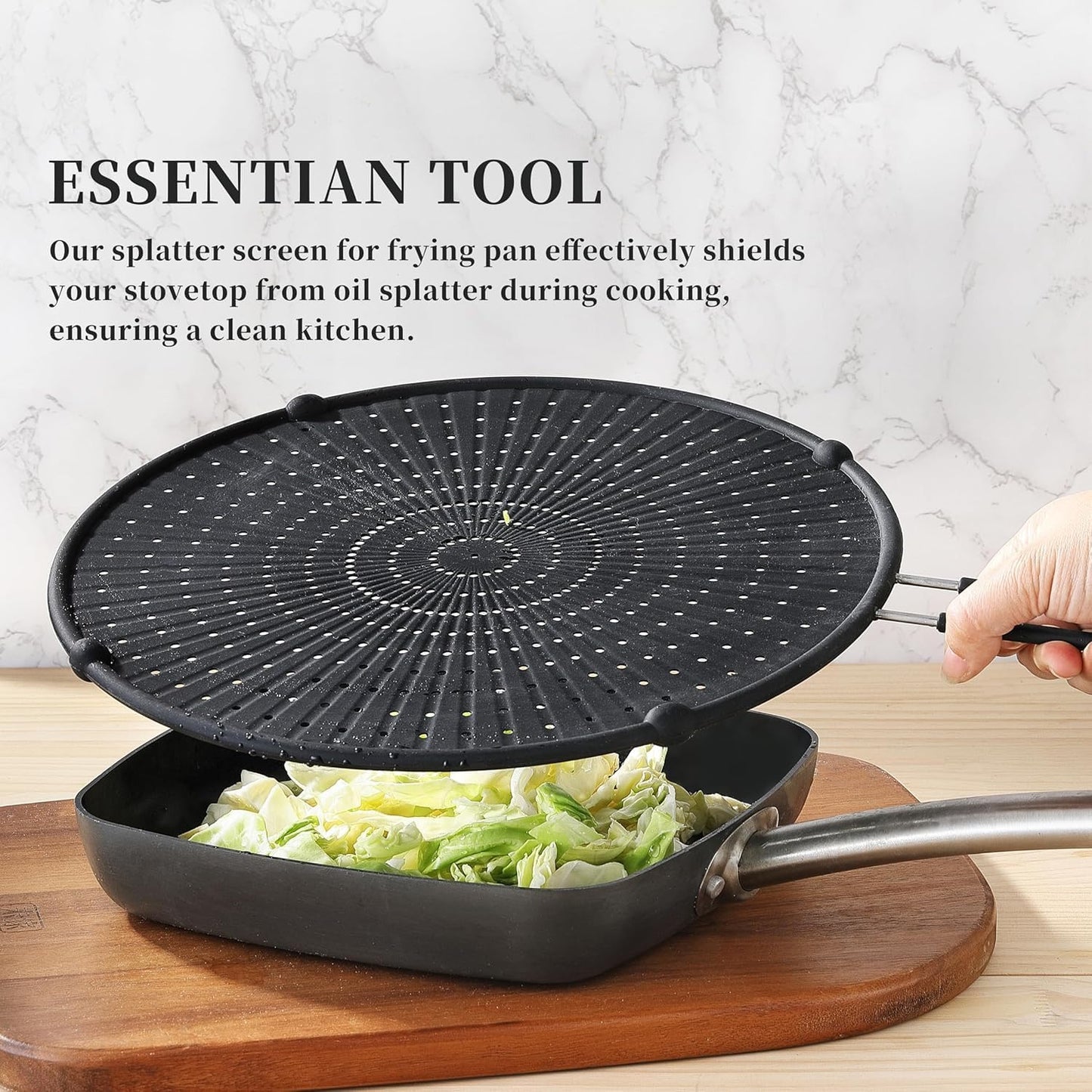 PLACHIDAY Splatter Screen for Frying Pan,Silicone Grease Splatter Guard, Heat-Resistant Splatter Guards for Cooking,Dishwasher Safe (9.8", 11.4", 13")