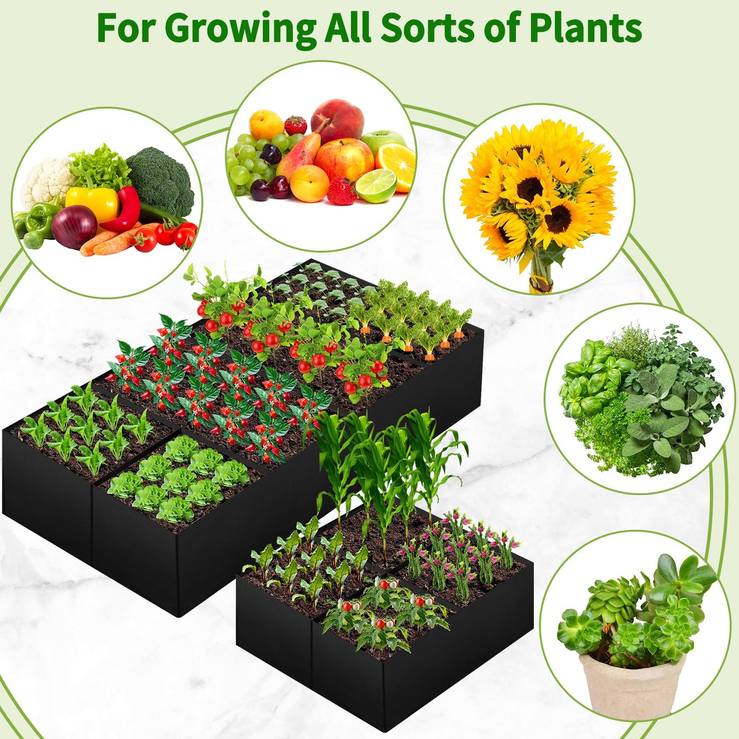 Fabric Raised Garden Bed, 6 x3 x1 FT Large Garden Grow Bags Rectangle Breathable Planting Containers with 4 Grids Reusable Heavy Pot Garden Tools for Vegetables Flowers Plants(128 Gallon Vol.)