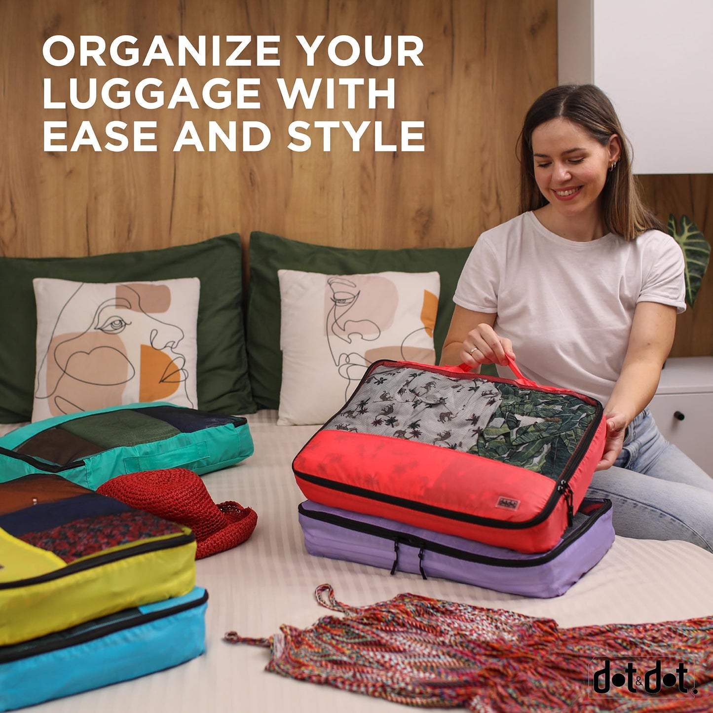 Large Packing Cubes for Travel - 5pc Packing Cubes for Suitcases - Lightweight Luggage Organizer Bags (Compression)