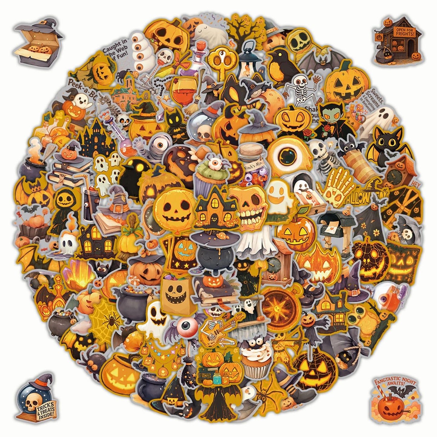 200 Pcs Halloween Stickers, Halloween Vinyl Stickers Computer Refrigerator & Adults, Holiday Party Favors, Crafts & Gifts
