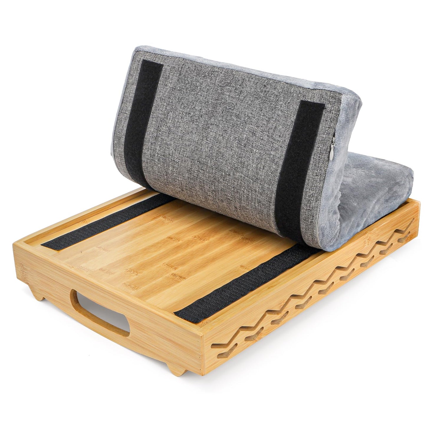Okllen Bamboo Lap Tray with Detachable Cushion & Handles, 16"x12.2" Breakfast Bed Tray for Eating, Recliner/Sofa/Bed, Housewarming Gift