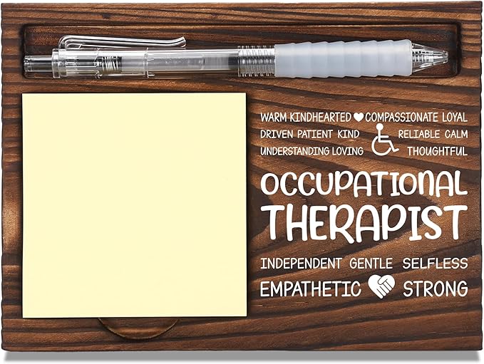 Occupational Therapist Appreciation Gifts, Thank You Gift for Occupational Therapist, OT Office Coworkers Staff Appreciation Gifts, Sticky Note Holder Wooden Notepad & Pen Holder 6.5" x 4.7" - FTA265