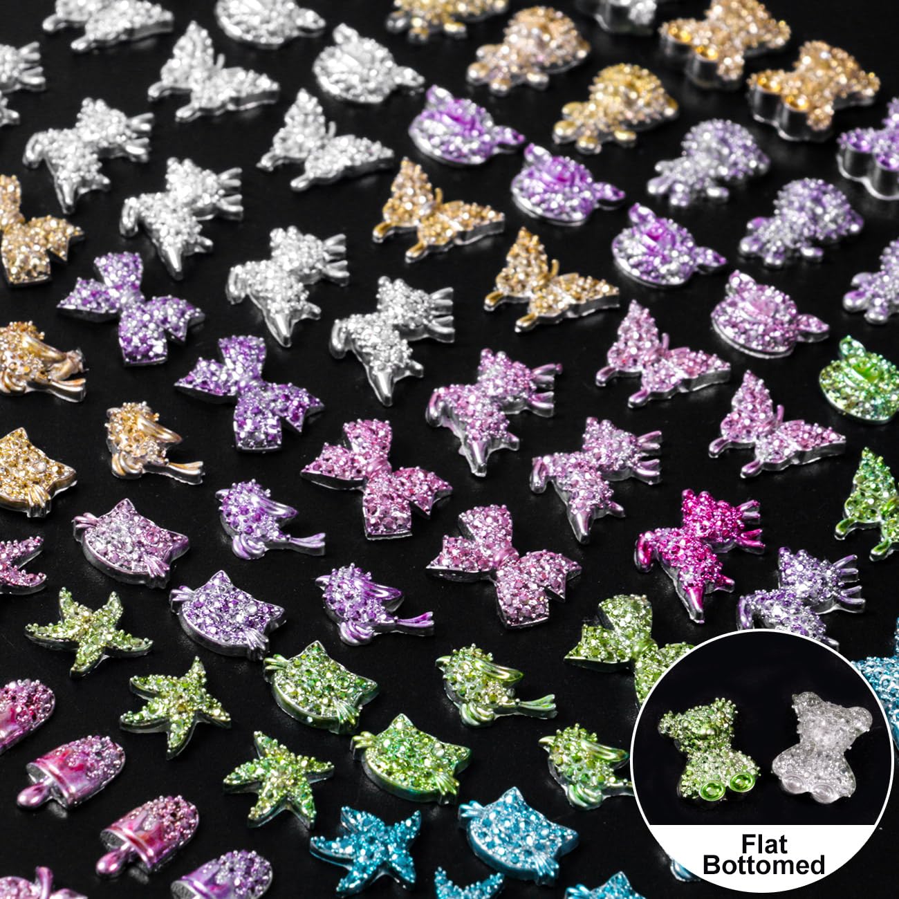 3D Mix Assorted Nail Charms Acrylic Multi Cute Hollow Candy Jewelry Nail Supplies for Nail Art Design DIY Crafts Accessories
