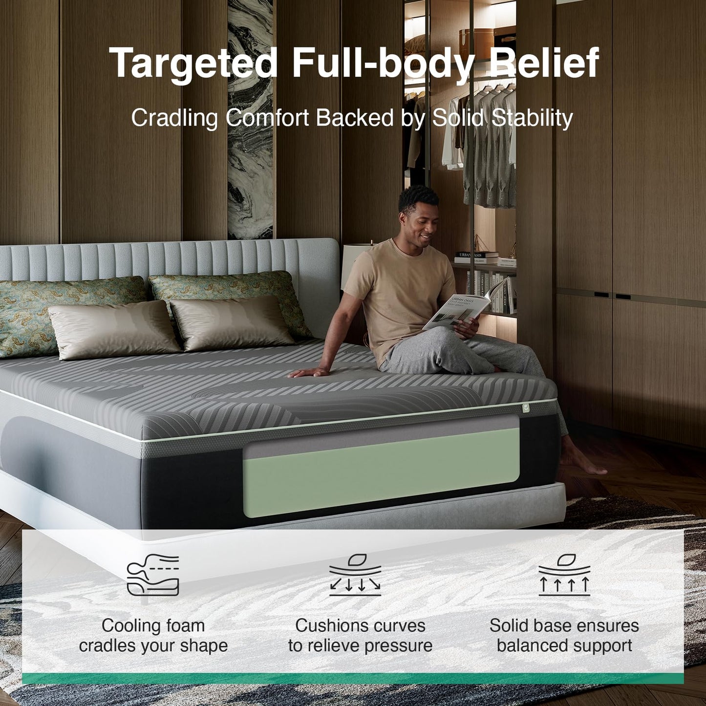 Novilla 14 Inch Queen Mattress, Queen Memory Foam Mattress with AiryFlow Cooling System for Cool Night, Pressure Relief, Ergonomic Support for Spinal Alignment, CertiPUR-US Certified, Medium Firm