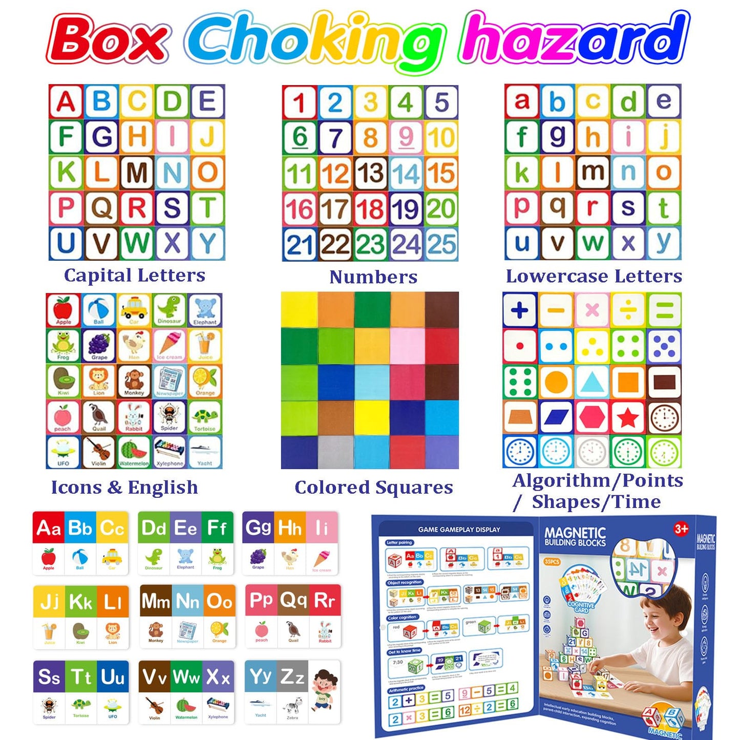 ChainnForces 26-Piece Magnetic Blocks for Toddlers 1-3 | STEM Learning Toys with ABC, 123, Animals | Includes 9 Early Learning Cards