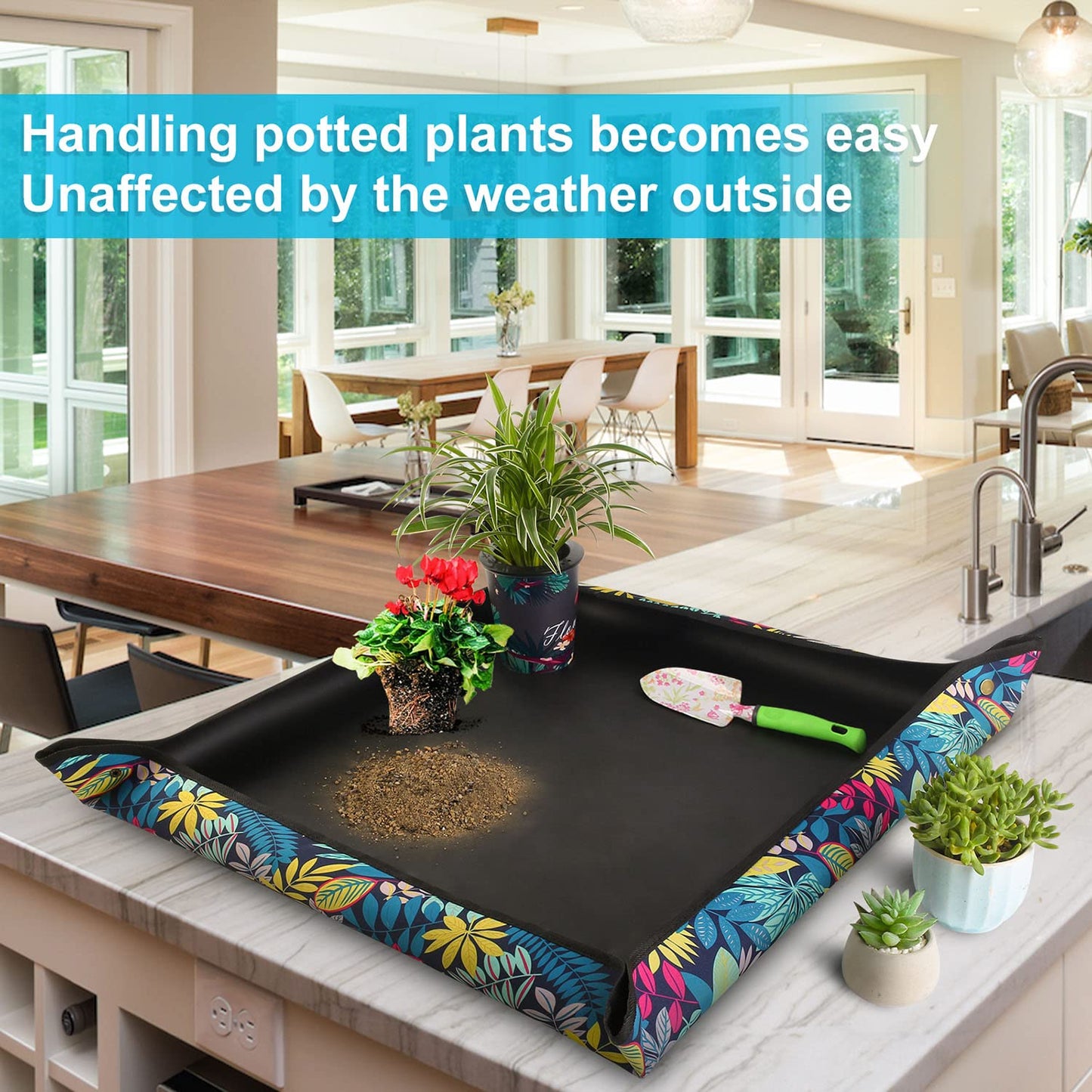 HNXTYAOB 3 PCS 29.5"x 29.5" Waterproof Repotting Mat for Plant Transplanting and Mess Control