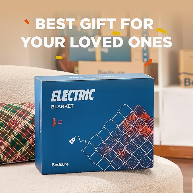 Bedsure Electric Blanket King Size - Dual Control Heated Blanket King Size, Fast Heating with 10 Time Settings & 10 Heat Settings, Warm Gift for Grandma (100x90 inches, Black)