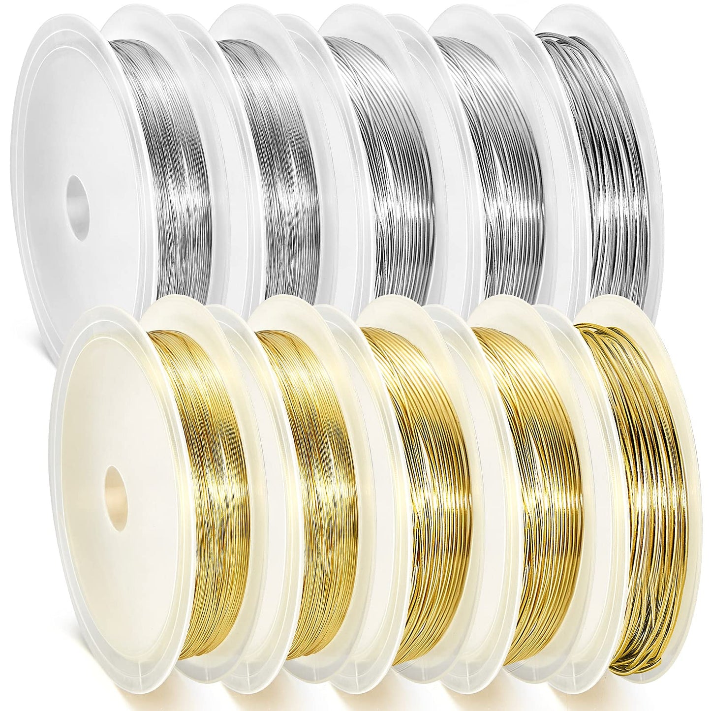 10 Roll 230ft Jewelry Wire for Making 18, 20, 22, 24, 26 Gauge Craft Beading Wire Jewelry Making Supplies Bendable Copper, 5 Size(Gold and Silver)
