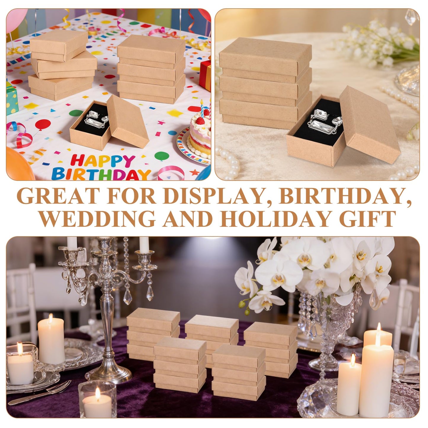 FUPMILPHRANX 96 Pack Jewelry Gift Boxes with Lids, Small Kraft Jewelry Packaging Boxes with Foam Inserts for Necklaces Earrings Bracelets, Cardboard Jewelry Storage Boxes Bulk for Small Business