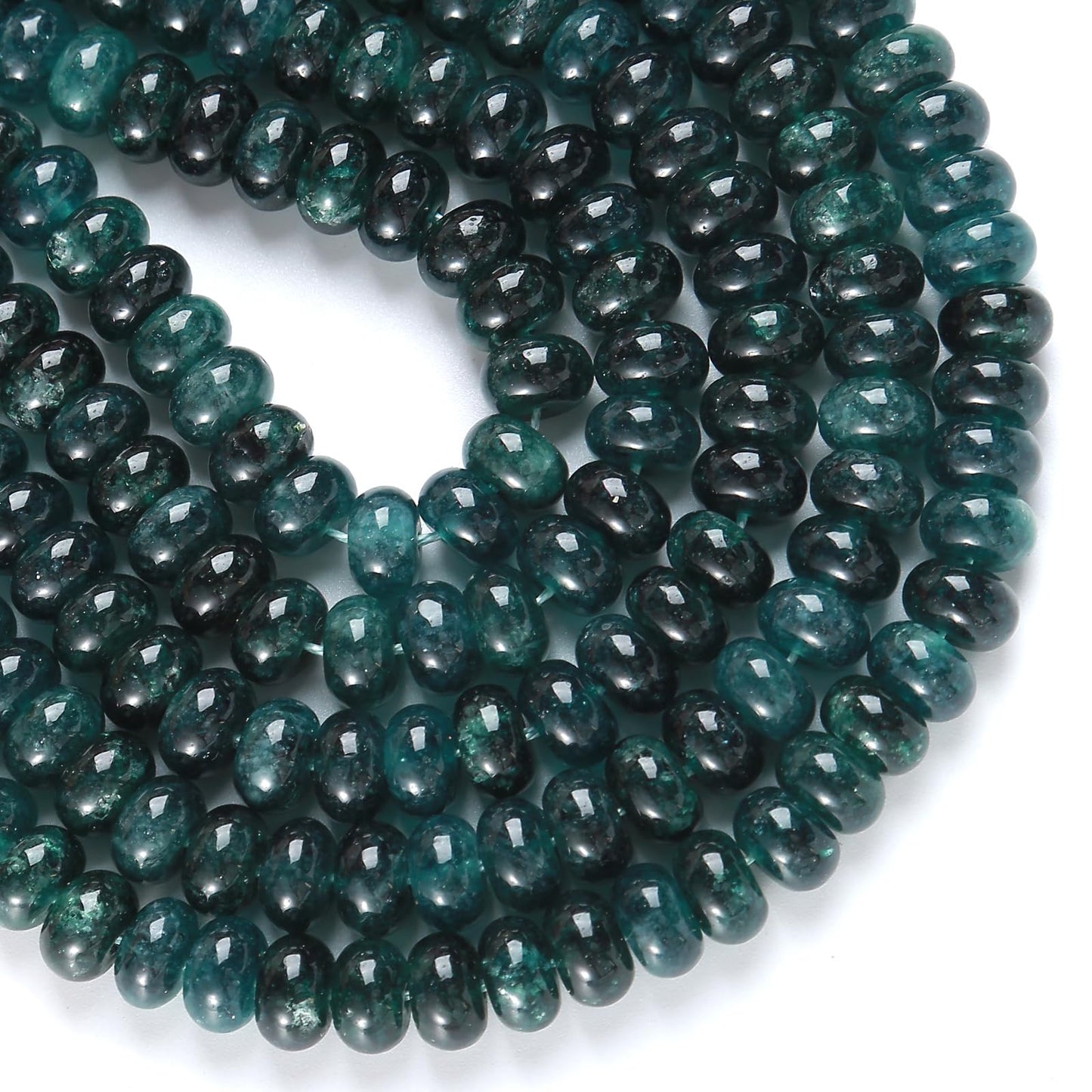 76pcs 5x8mm Natural Stone Dark Blue Jade Rondelle Spacer Loose Beads Abacus Disk Stone Round Loose Gemstone Beads for Jewelry Making DIY Bracelet Necklace