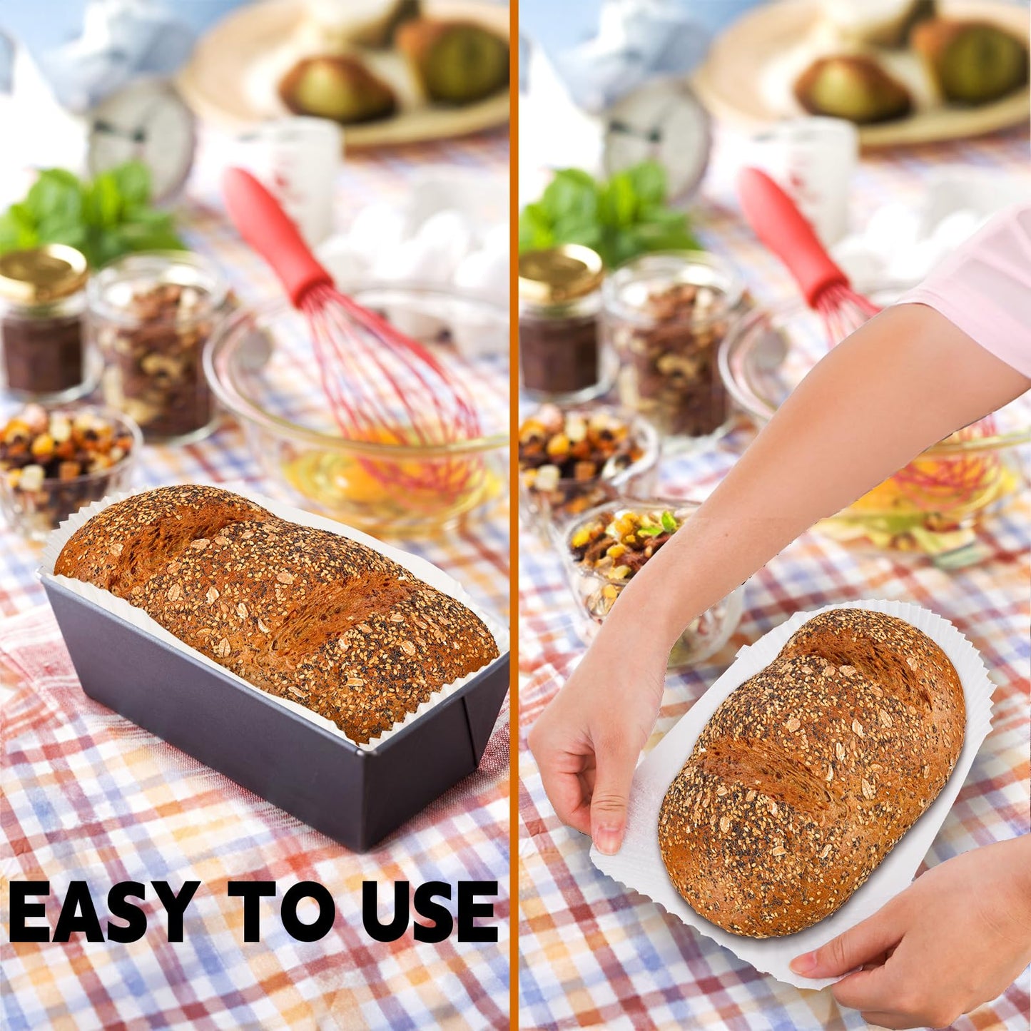 LEGUMMY Loaf Bread Baking Liners, 2 LB Disposable Loaf Pan Liners, Greaseproof Paper Bread Tin Liners for Banana or Pumpkin Bread, Cake, Cupcake, Air Fryer Liner, Non-Stick, 50 Pack, White